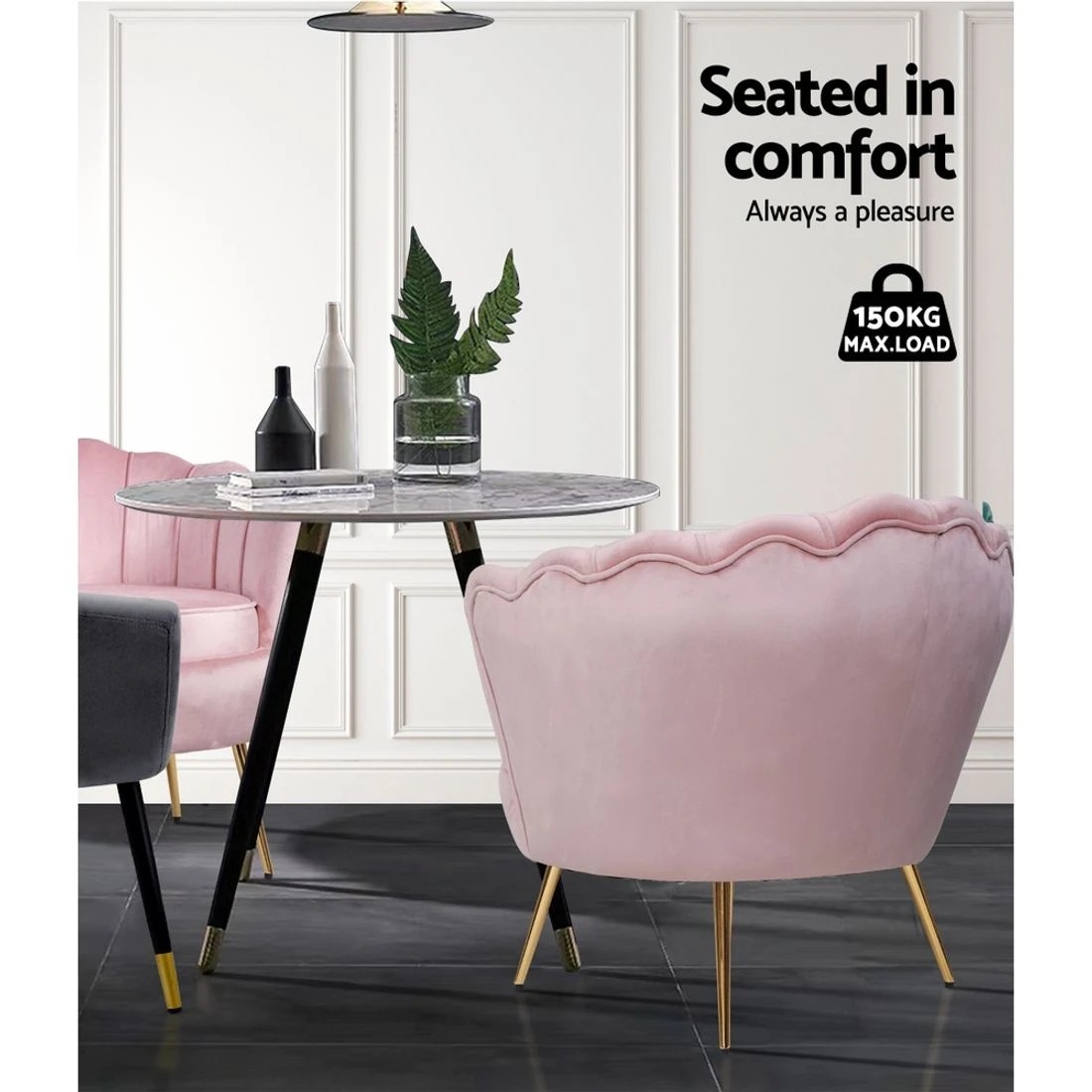 4 Artiss Armchair Velvet   Callista - Pink, 4 of 4