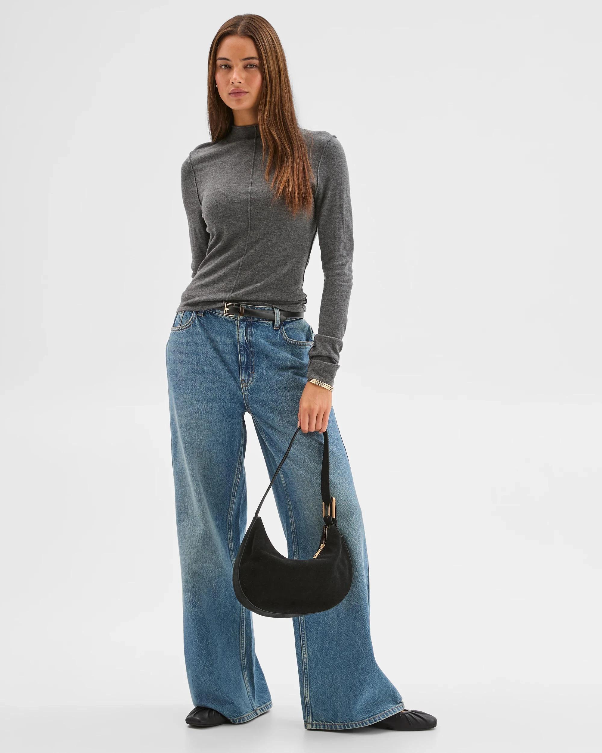 1 Lily Loves Exposed Seam Skivvy Top CHARCOAL MARLE, 1 of 8