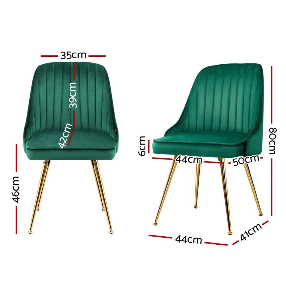 2 Artiss Dining Chairs Set of 2 - Green, 2 of 7