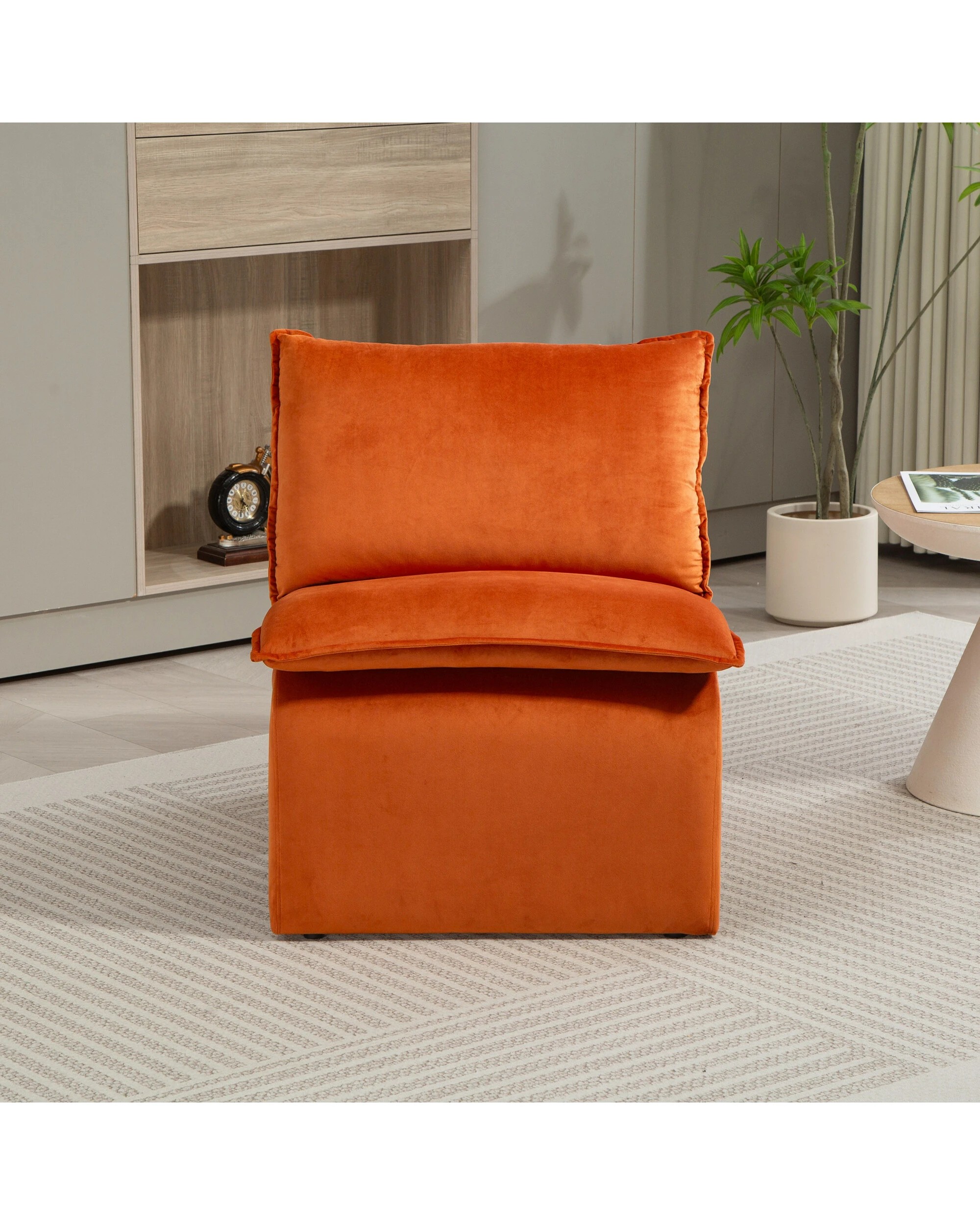 3 IHOMDEC Stylish Single Accent Sofa Chair - Orange - Orange, 3 of 10