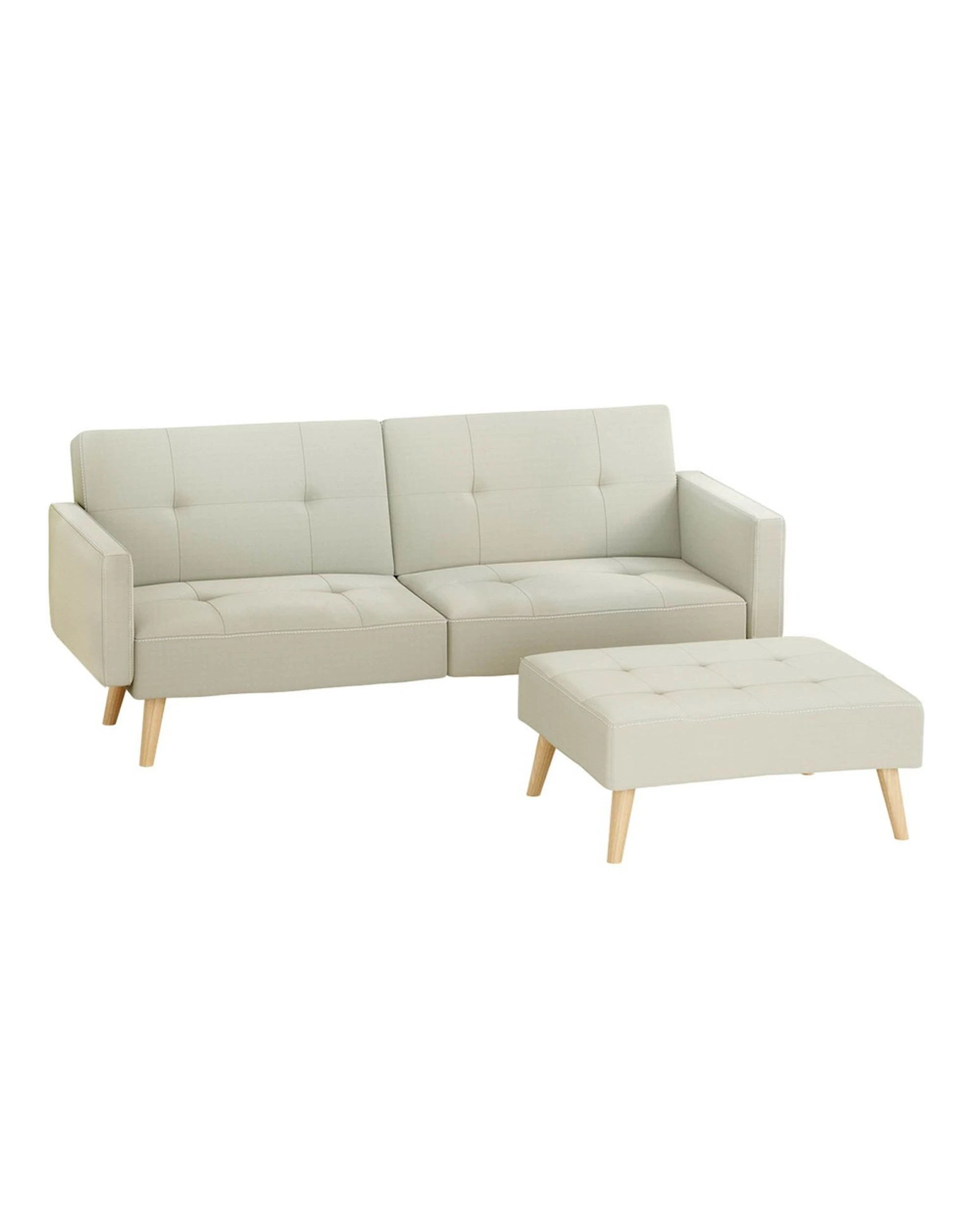 1 Artiss Sofa Bed Ottoman 3 Seater Fabric
 - White, 1 of 3