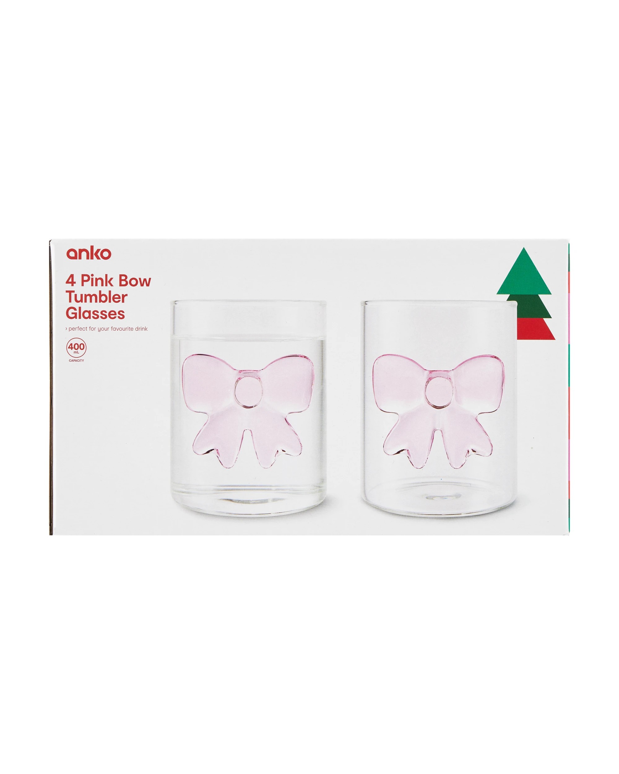 6 4 Pink Bow Tumbler Glasses, 6 of 6