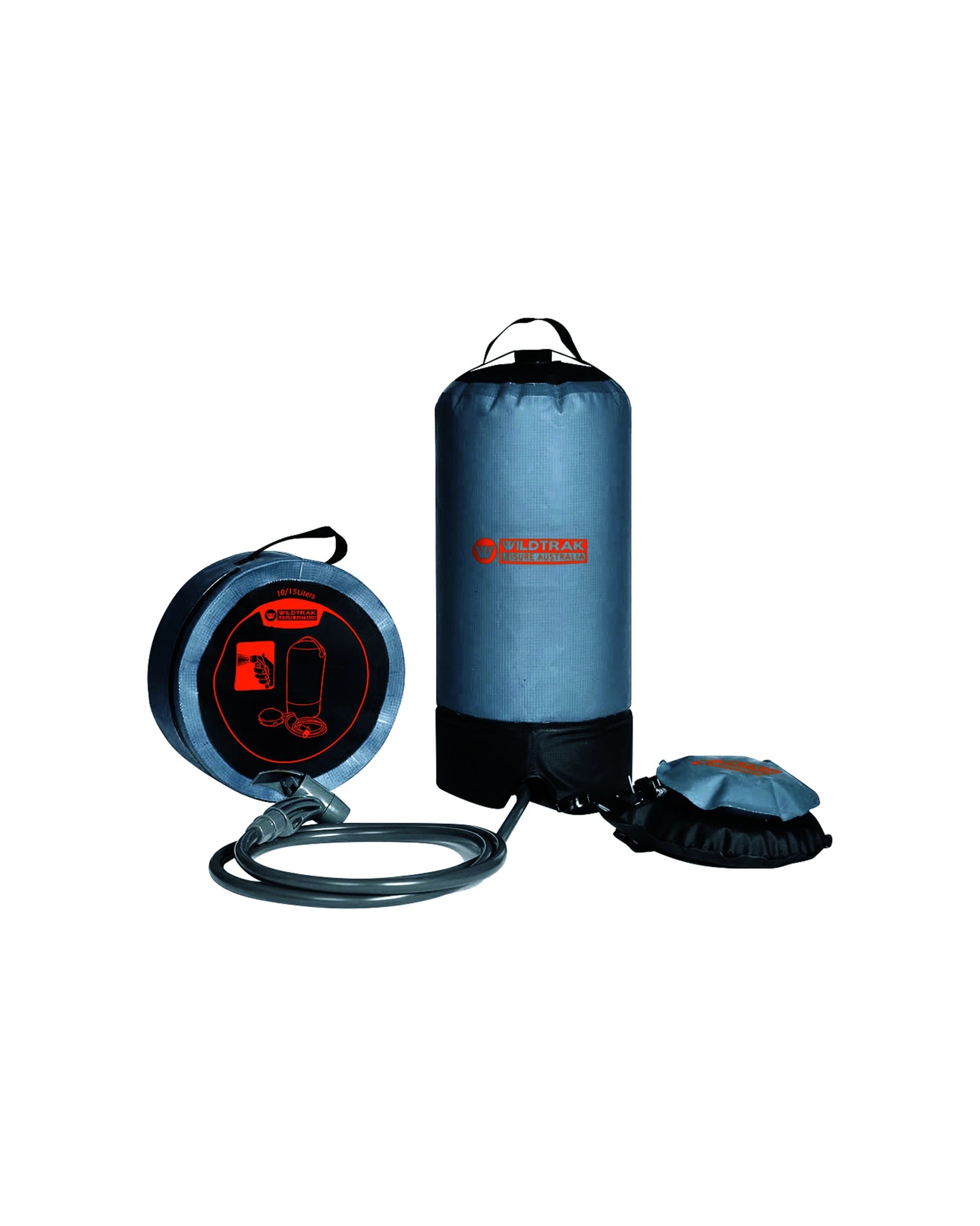 1 Wildtrak Heavy-Duty 15L Portable Shower Bag With Foot Pump Leakproof PVC - Grey, 1 of 3
