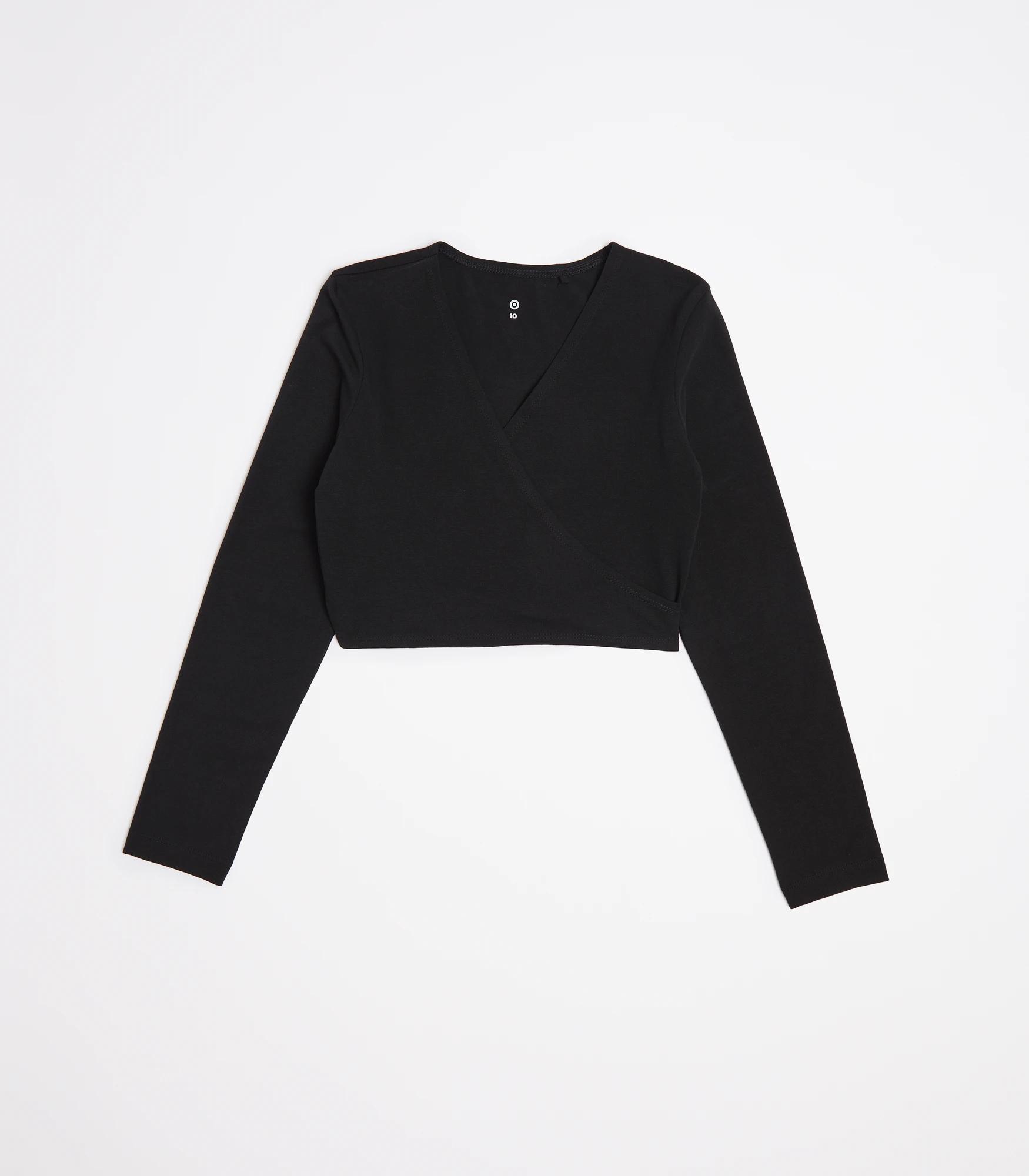 1 Target School Dance Long Sleeve Crossover Top BLACK, 1 of 3