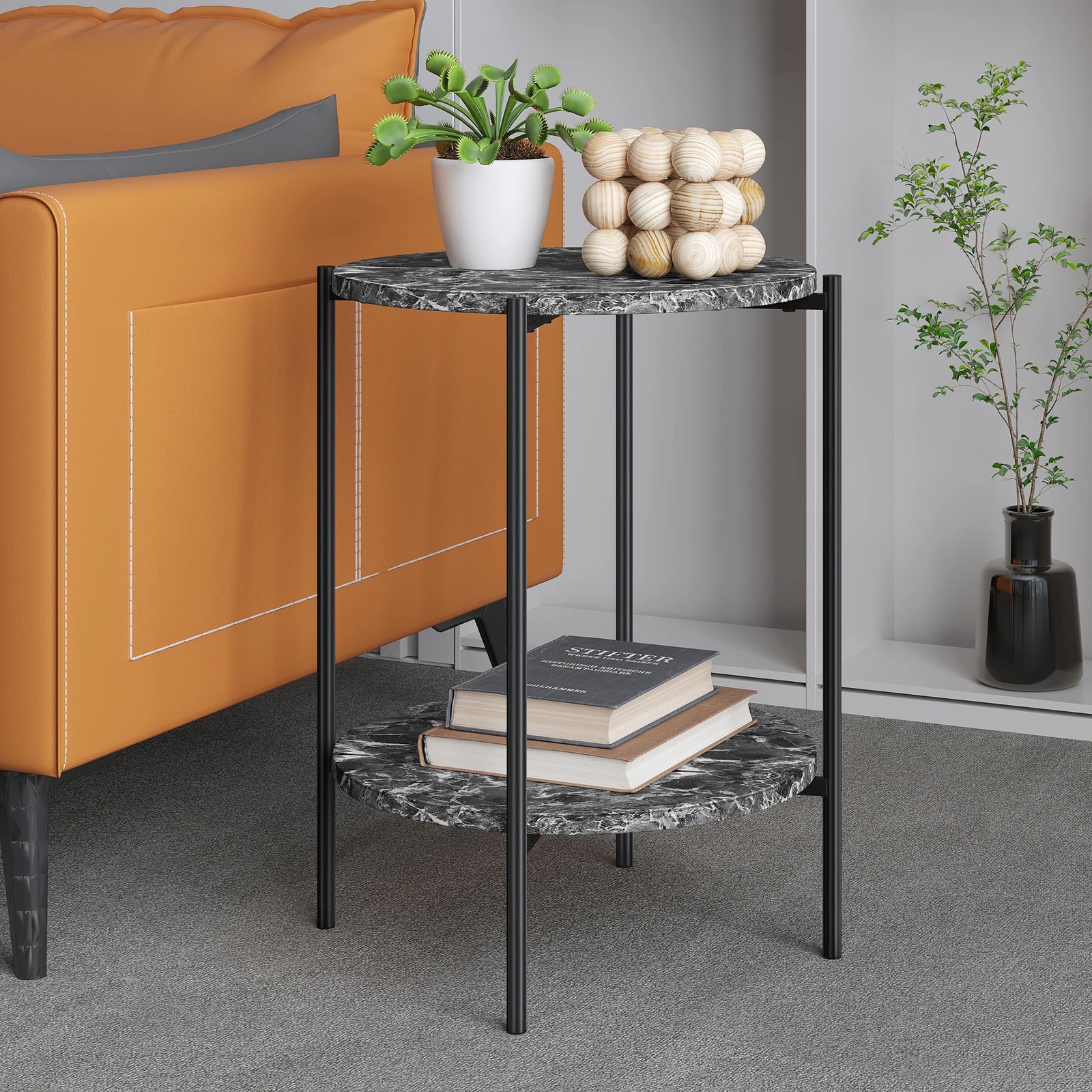 4 Alfordson Side Table Bedside Table Sofa End Nightstand - Grey, 4 of 10