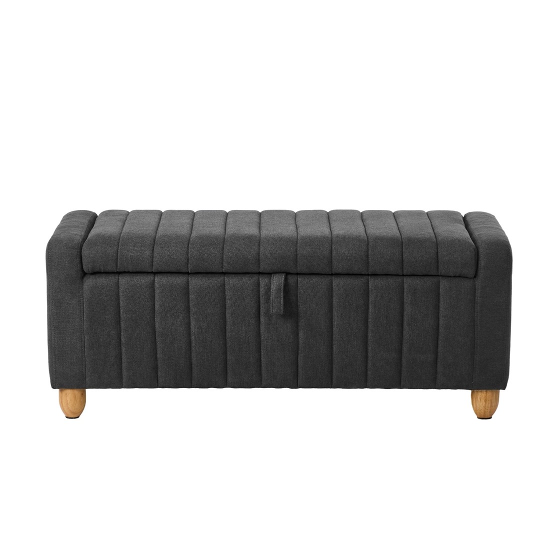 8 Oikiture Storage Ottoman Couch Stripe Linen - Grey, 8 of 10