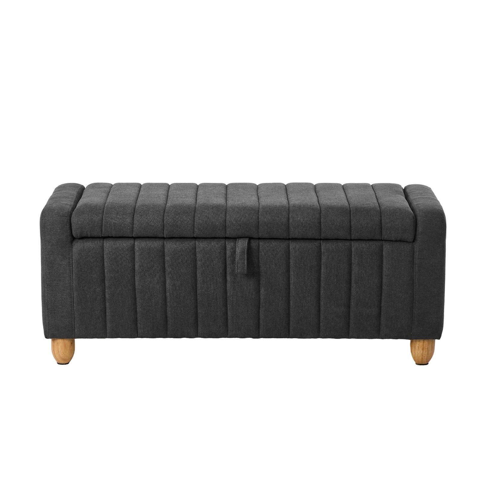 8 Oikiture Storage Ottoman Couch Stripe Linen - Grey, 8 of 10