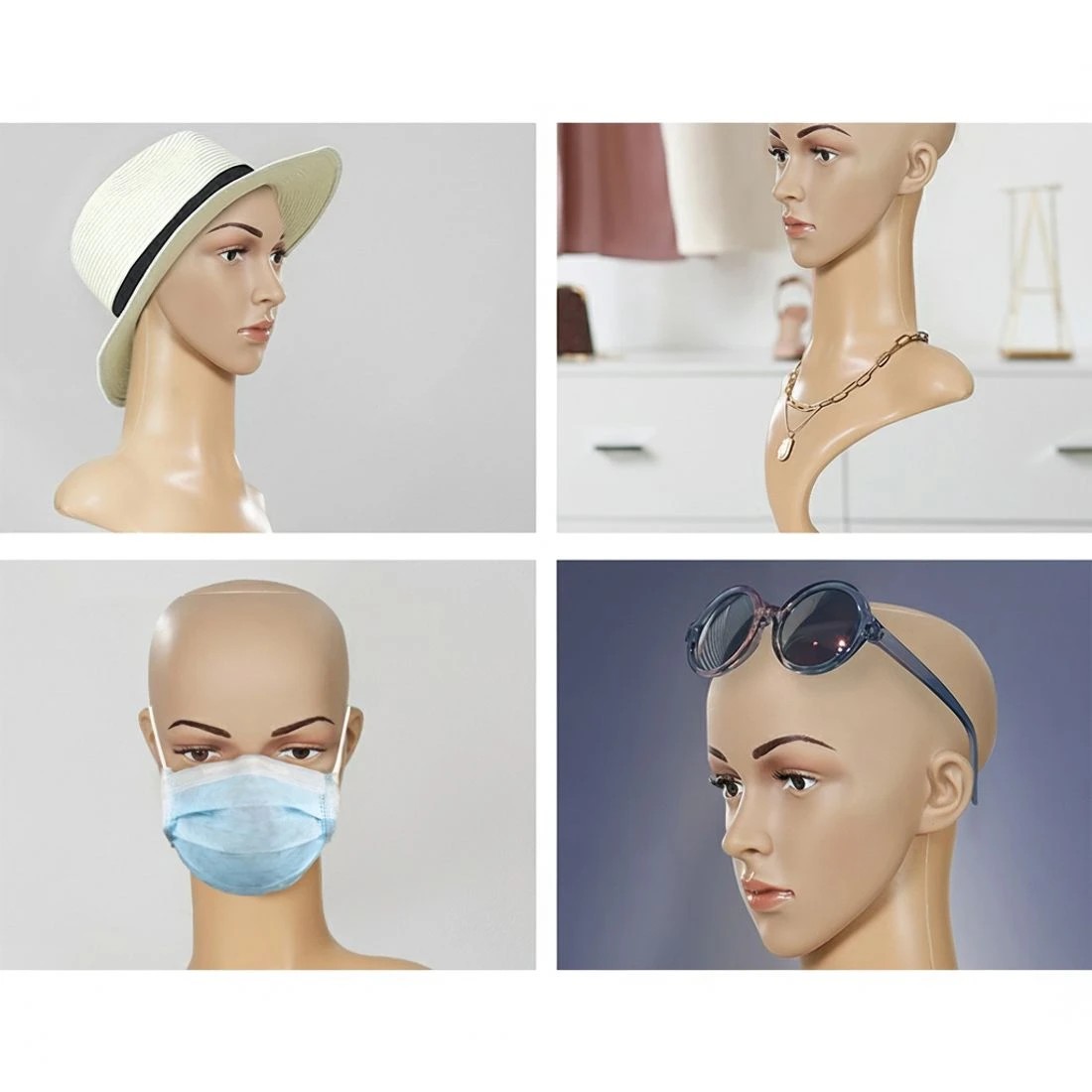 4 Embellir Female Mannequin Head Dummy Model Display Shop Stand Professional Use - White, 4 of 7