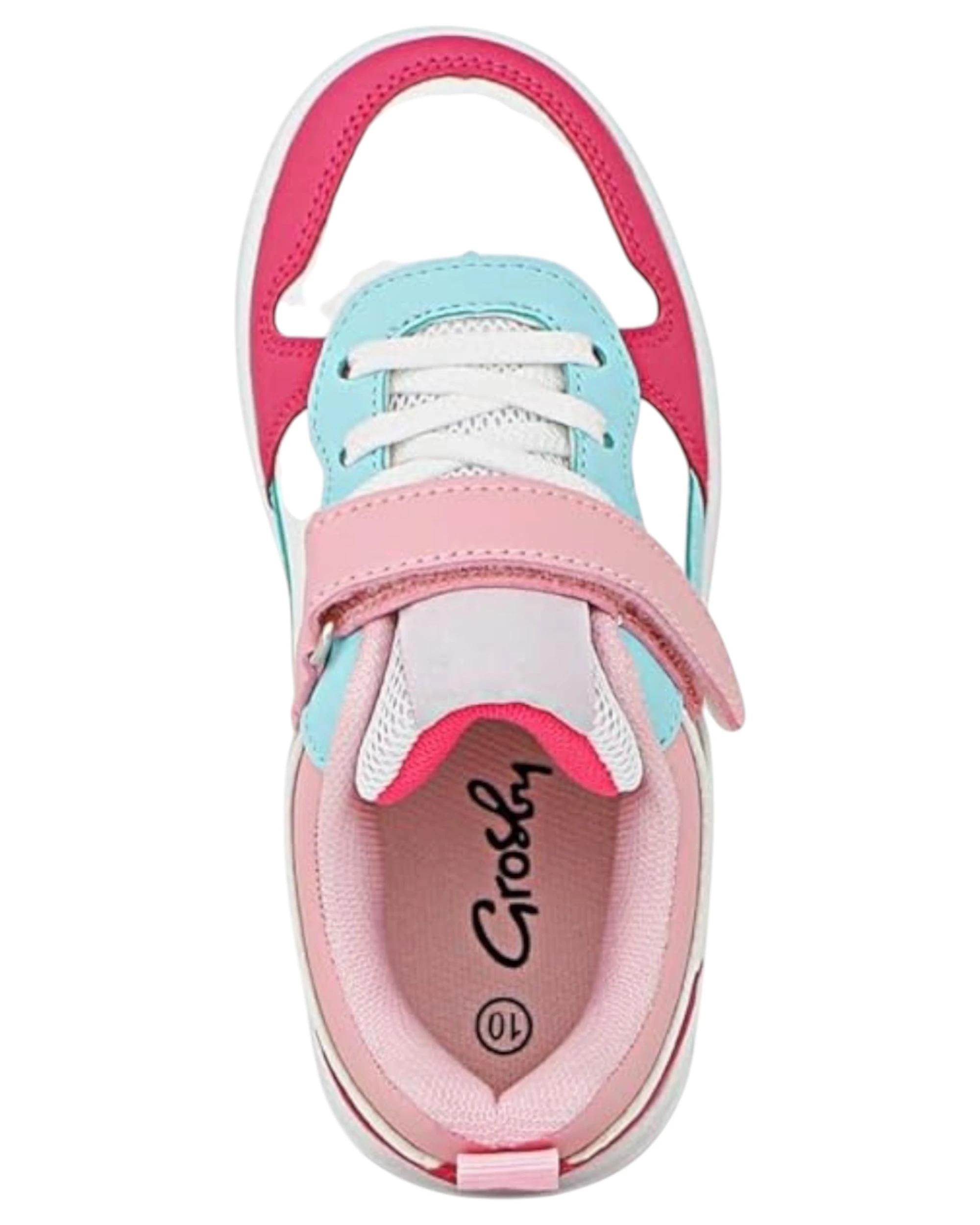 2 Grosby Hoop G Pink/ White/ Blue Girls Kids Sneakers Velcro Shoes PINK/WHITE/BLUE, 2 of 4