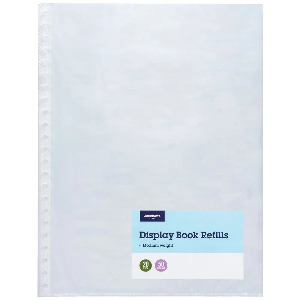 1 J.Burrows A4 Display Book Refills 50 µm 20 Pockets, 1 of 2
