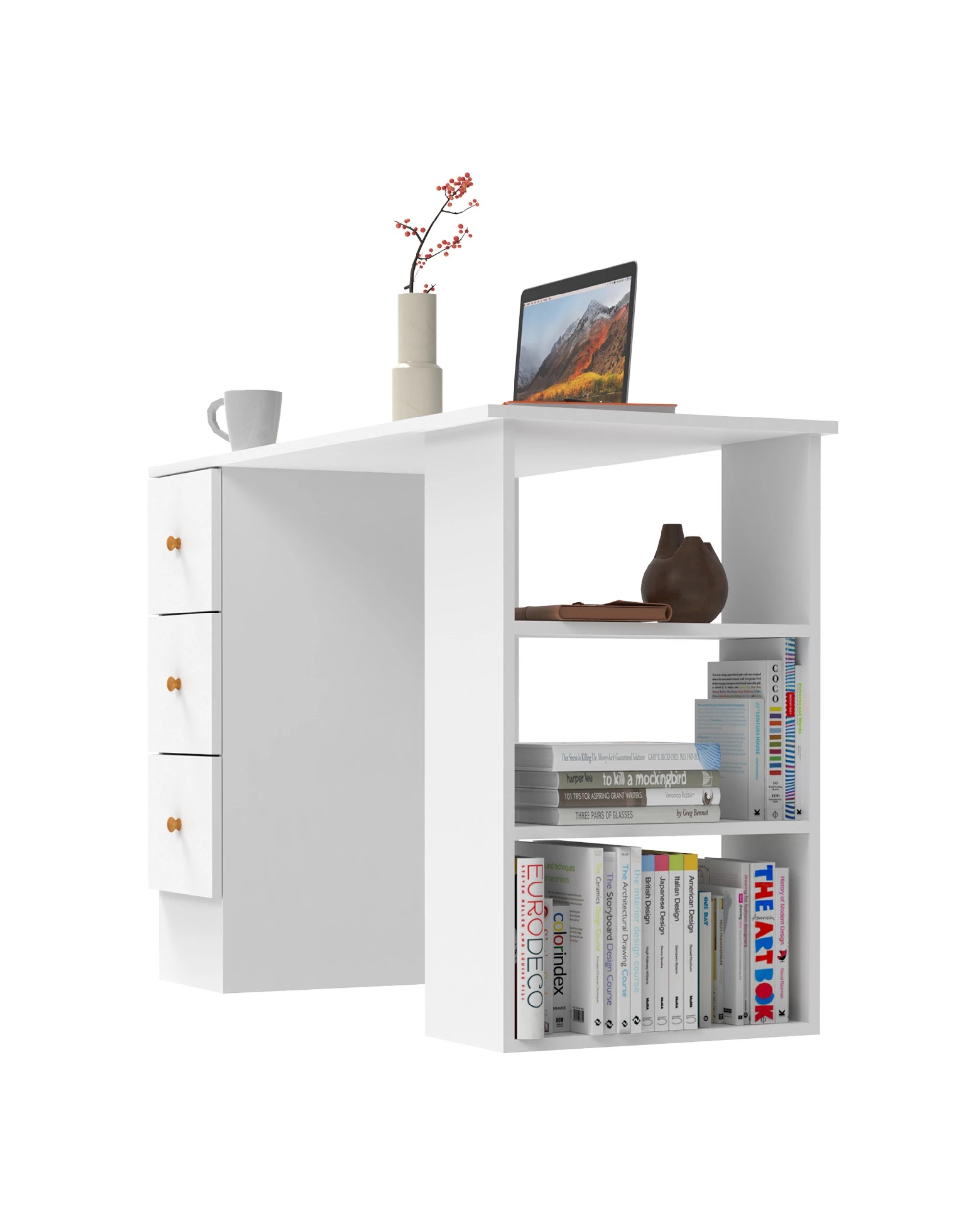 5 Ufurniture Office Desk with Drawers - White, 5 of 9