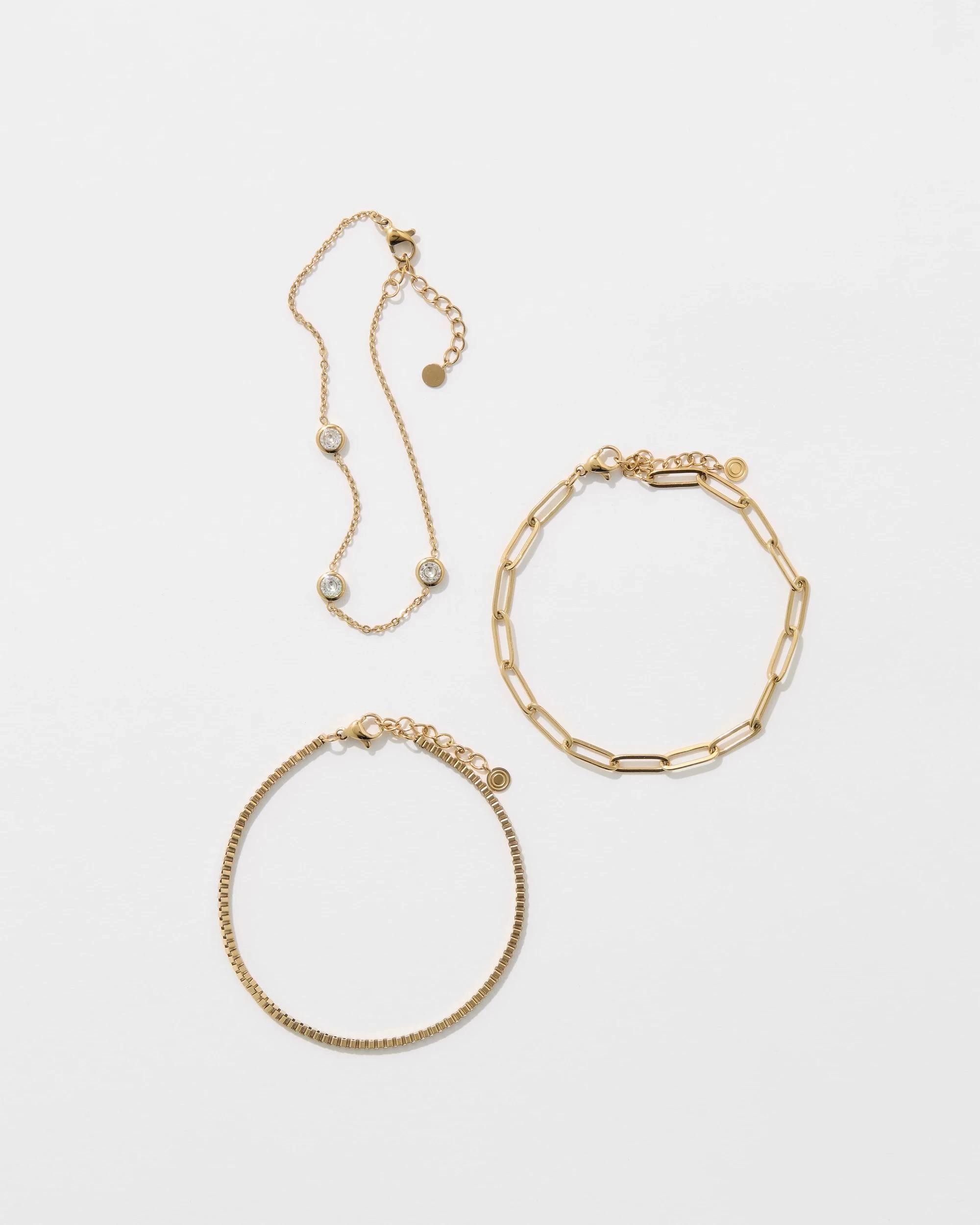 1 Target Waterproof 3 Pack Paperclip Bracelet Set GOLD, 1 of 1