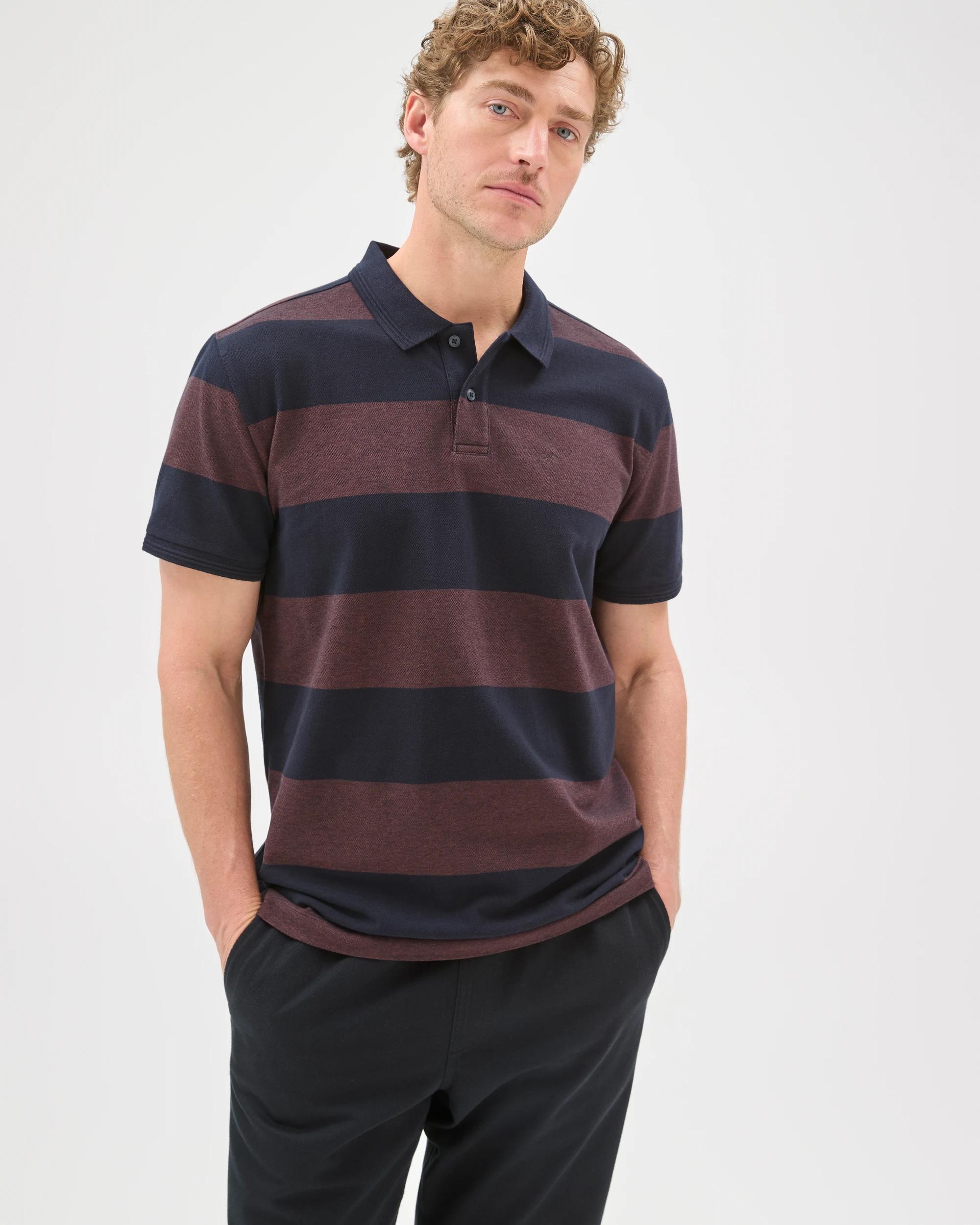2 Target Australian Cotton Stripe Polo Top BROWN STONE, 2 of 9