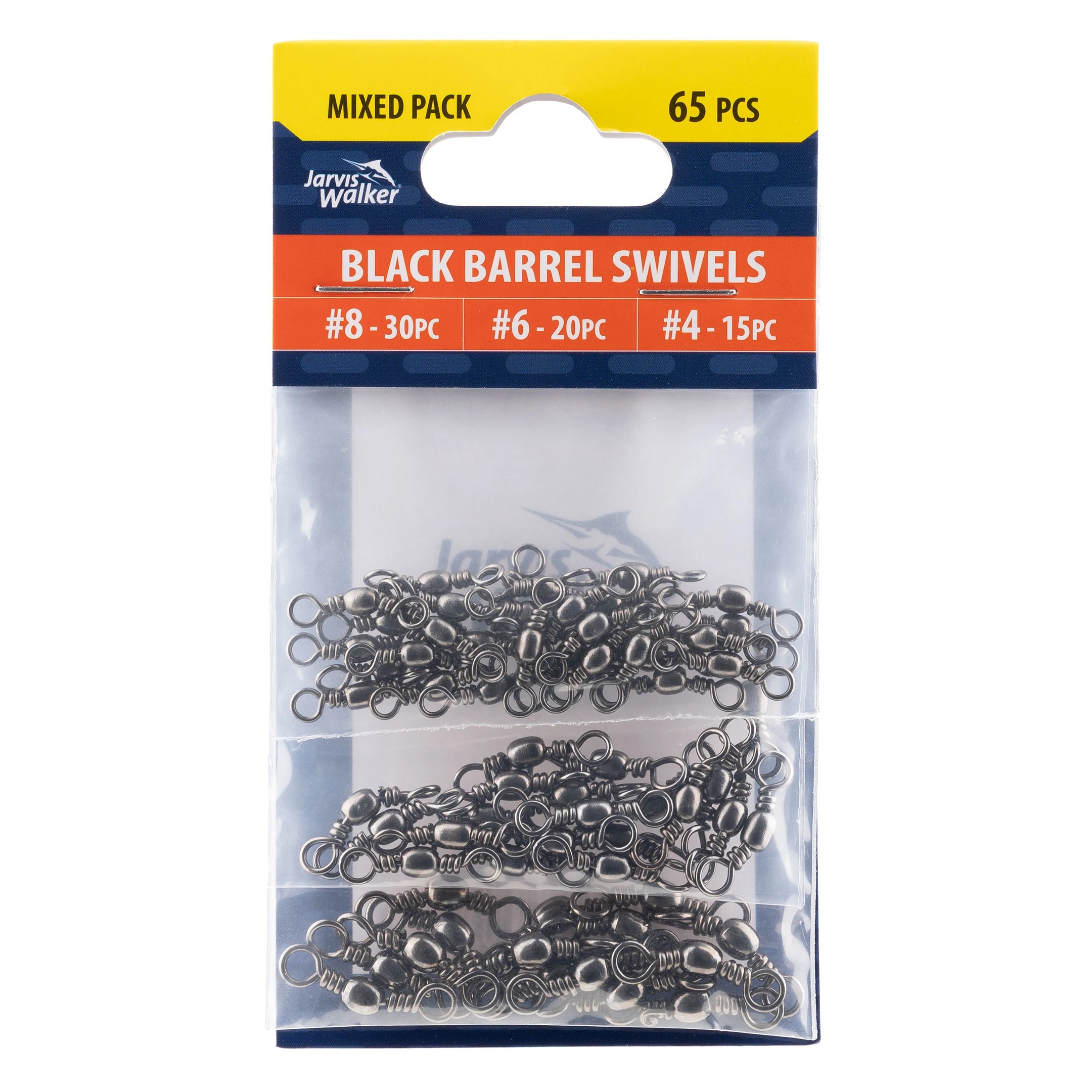 1 65 Piece Jarvis Walker Mixed Black Barrel Swivels, 1 of 1