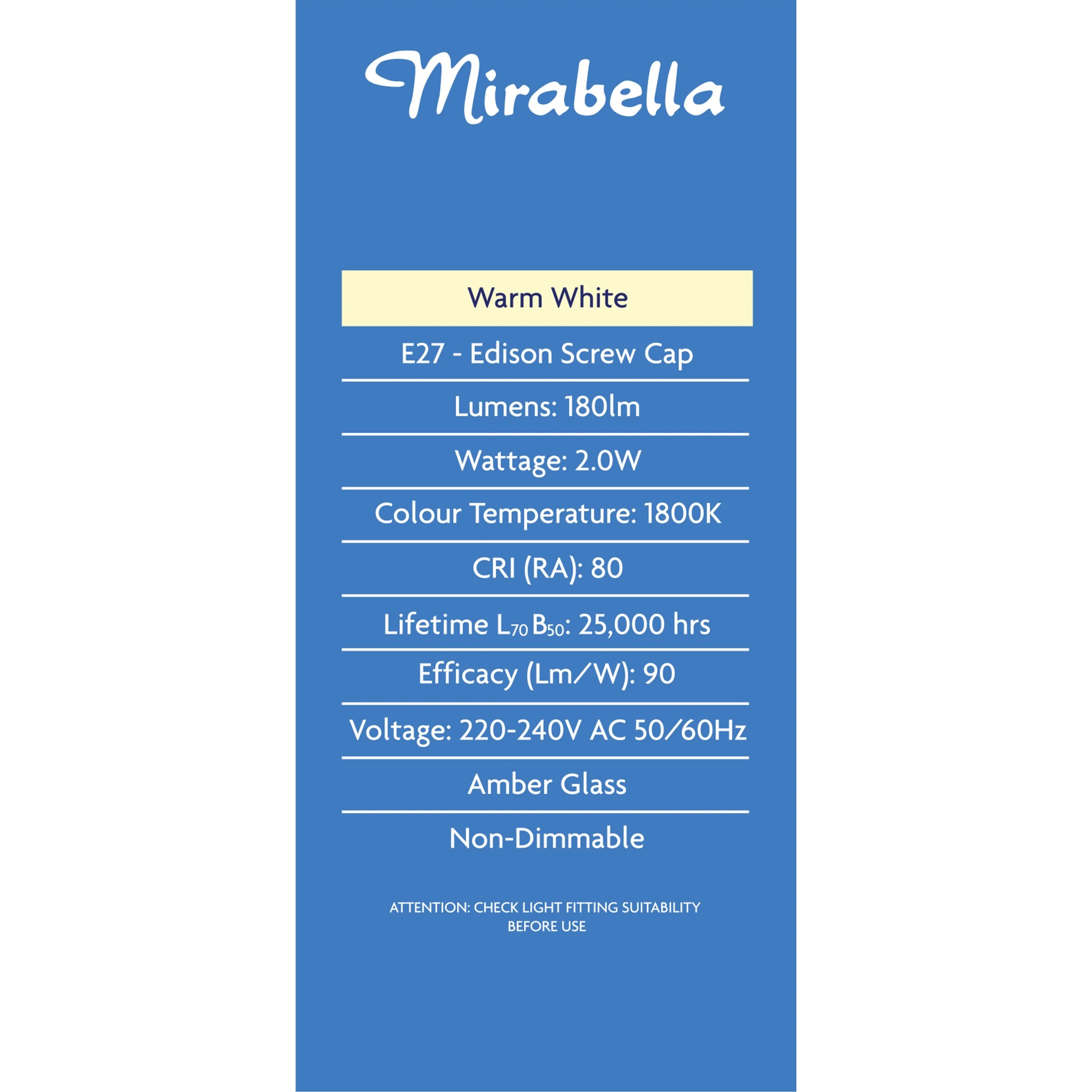 4 I001219 Mirabella LED ST58 Filament Amber ES 2W 150 Lumen - Multi, 4 of 5