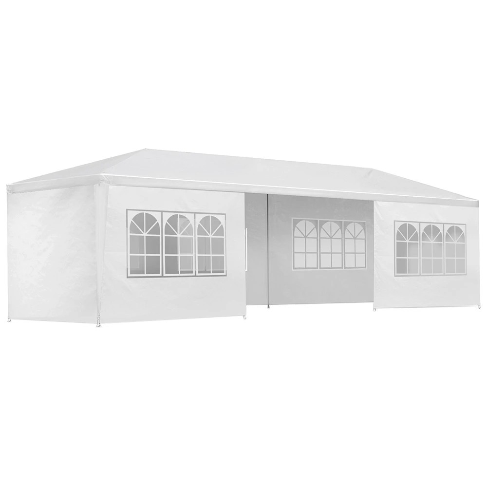 1 Instahut Gazebo 3x9m Marquee Wedding Party Tent Outdoor Camping Side Wall Canopy 8 Panel - White, 1 of 6