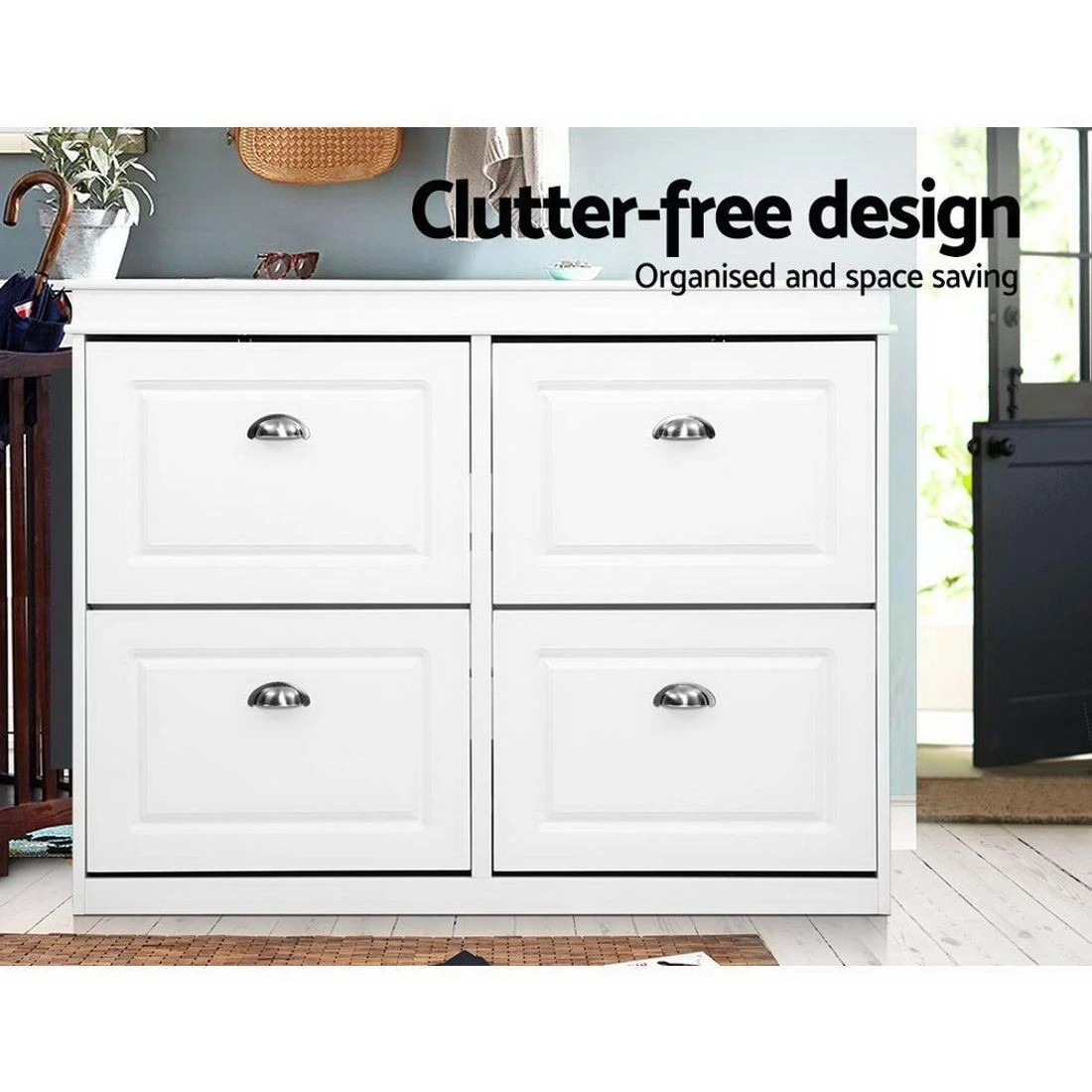 5 Artiss Shoe Rack Cabinet 16 Pairs 4-tier - White, 5 of 8