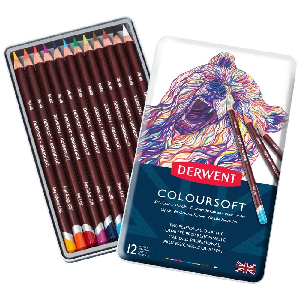 1 Derwent Coloursoft Pencils 12 Pack, 1 of 4