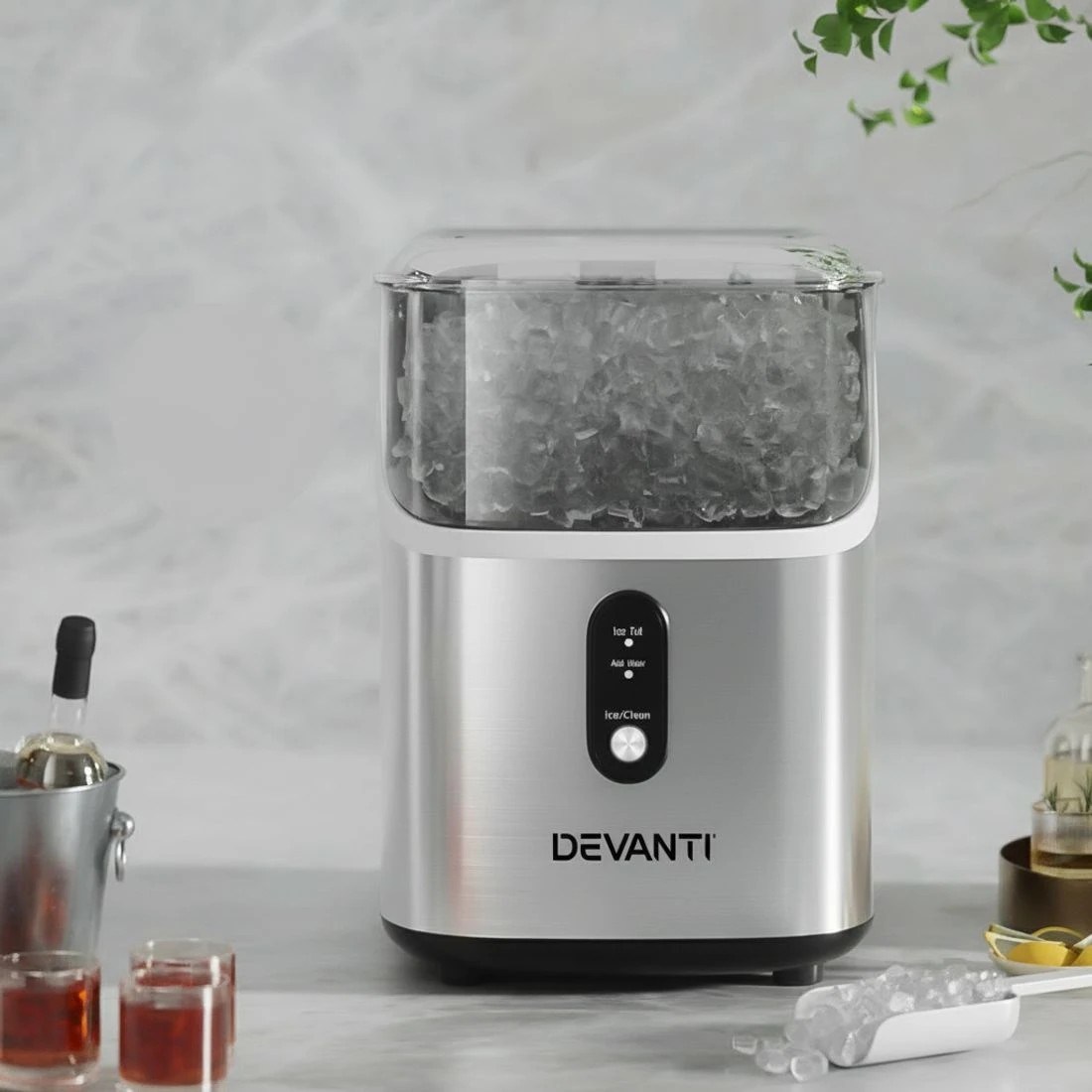 3 Devanti Ice Maker Machine 15kg Nugget Ice Cube - Grey, 3 of 6