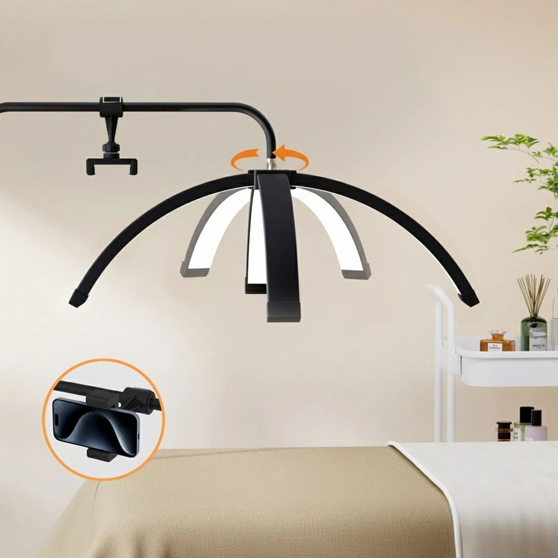 2 Embellir LED Beauty Light Half Moon Lamp Makeup Tattoo Eyelash Extensions - Black, 2 of 4