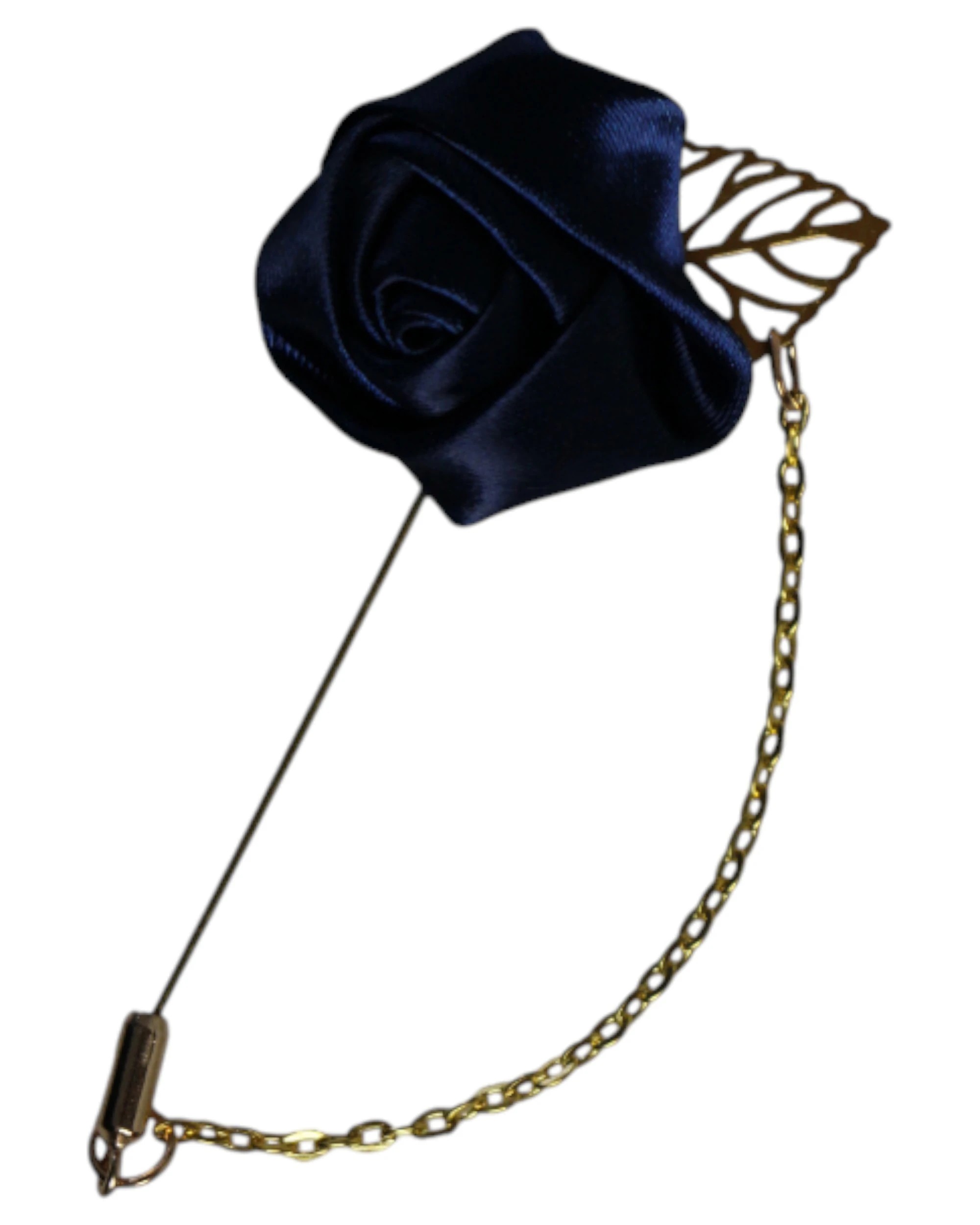 1 Zasel Womens Navy Rose With Gold Leaf Flower Suit Blazer Jacket Lapel Pin - Multi, 1 of 3