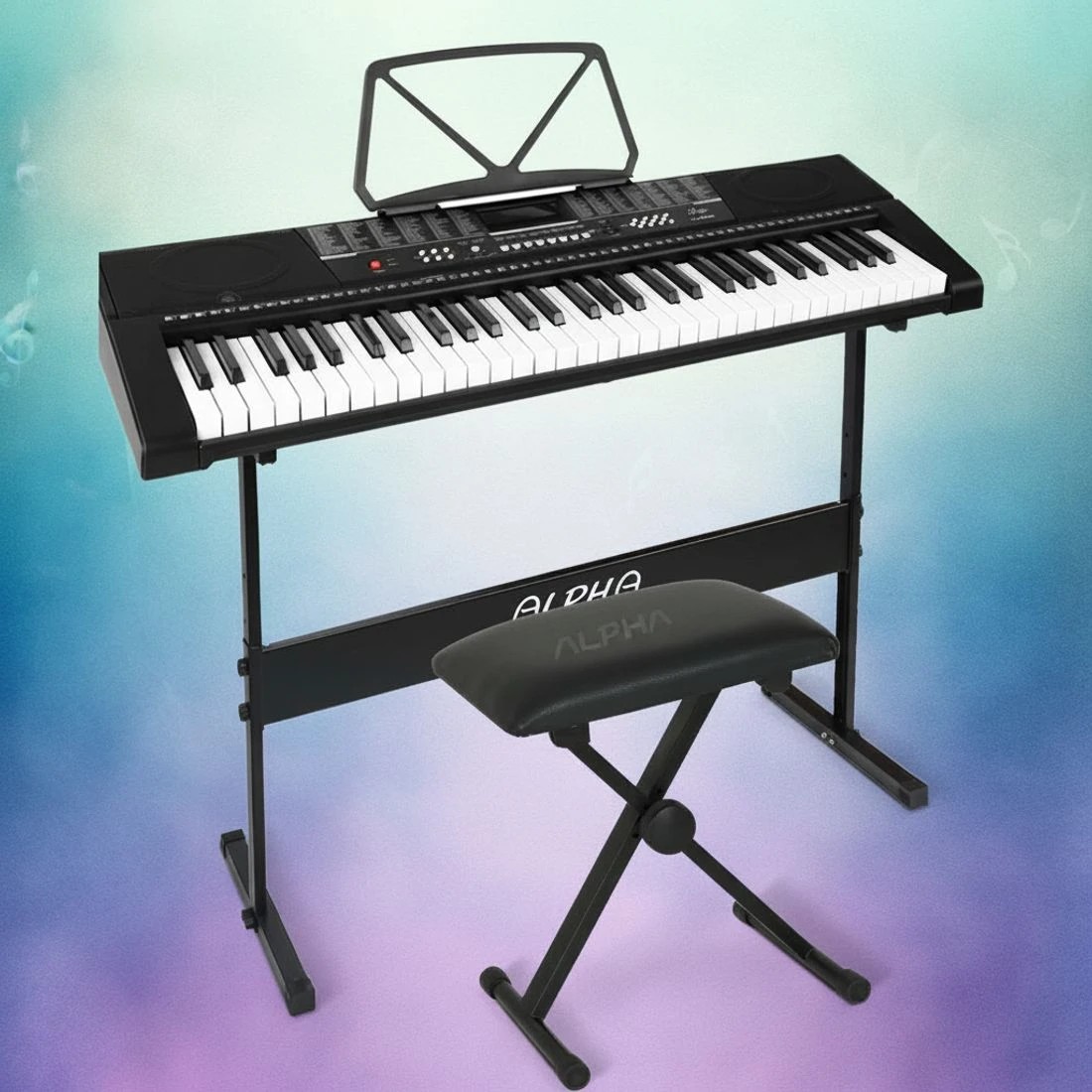 6 Alpha 61 Keys Electronic Piano Keyboard Digital Electric w/ Stand Stool Speaker - Black, 6 of 6