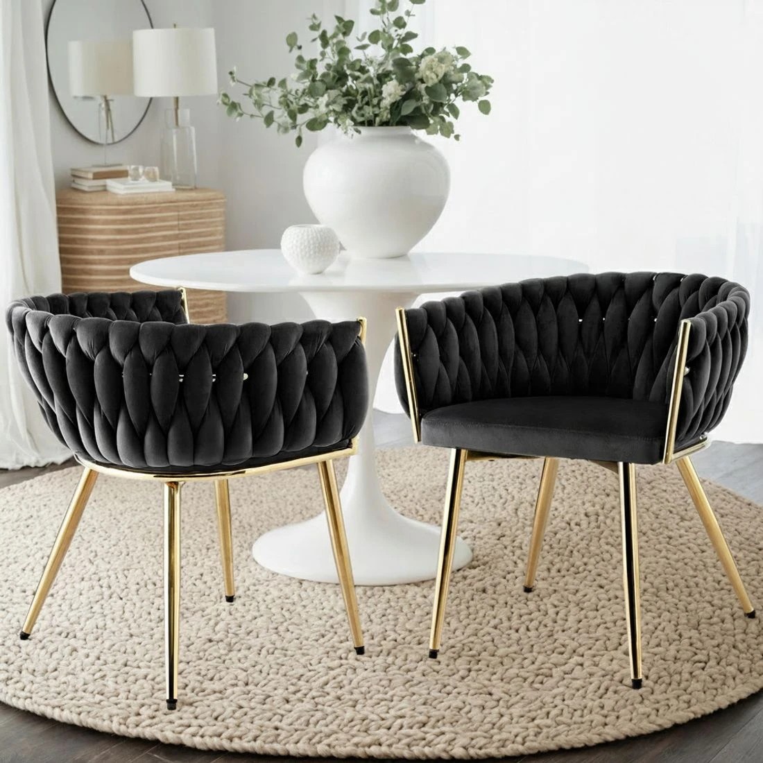 4 Artiss Dining Chair Vanity Chairs Armchair - Black, 4 of 6