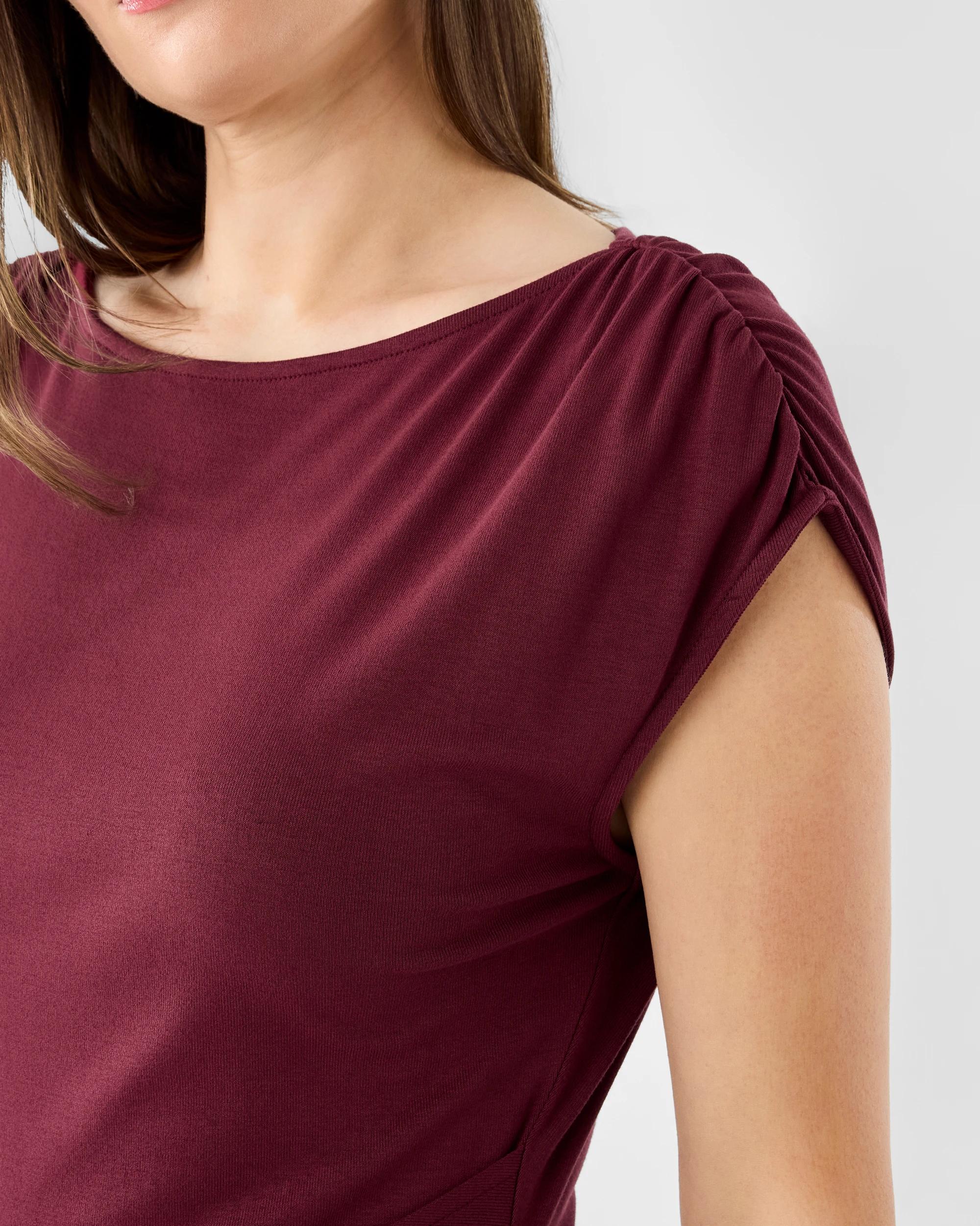 5 Short Sleeve Jersey Gold Detail Midi Dress Cran Juice, 5 of 6
