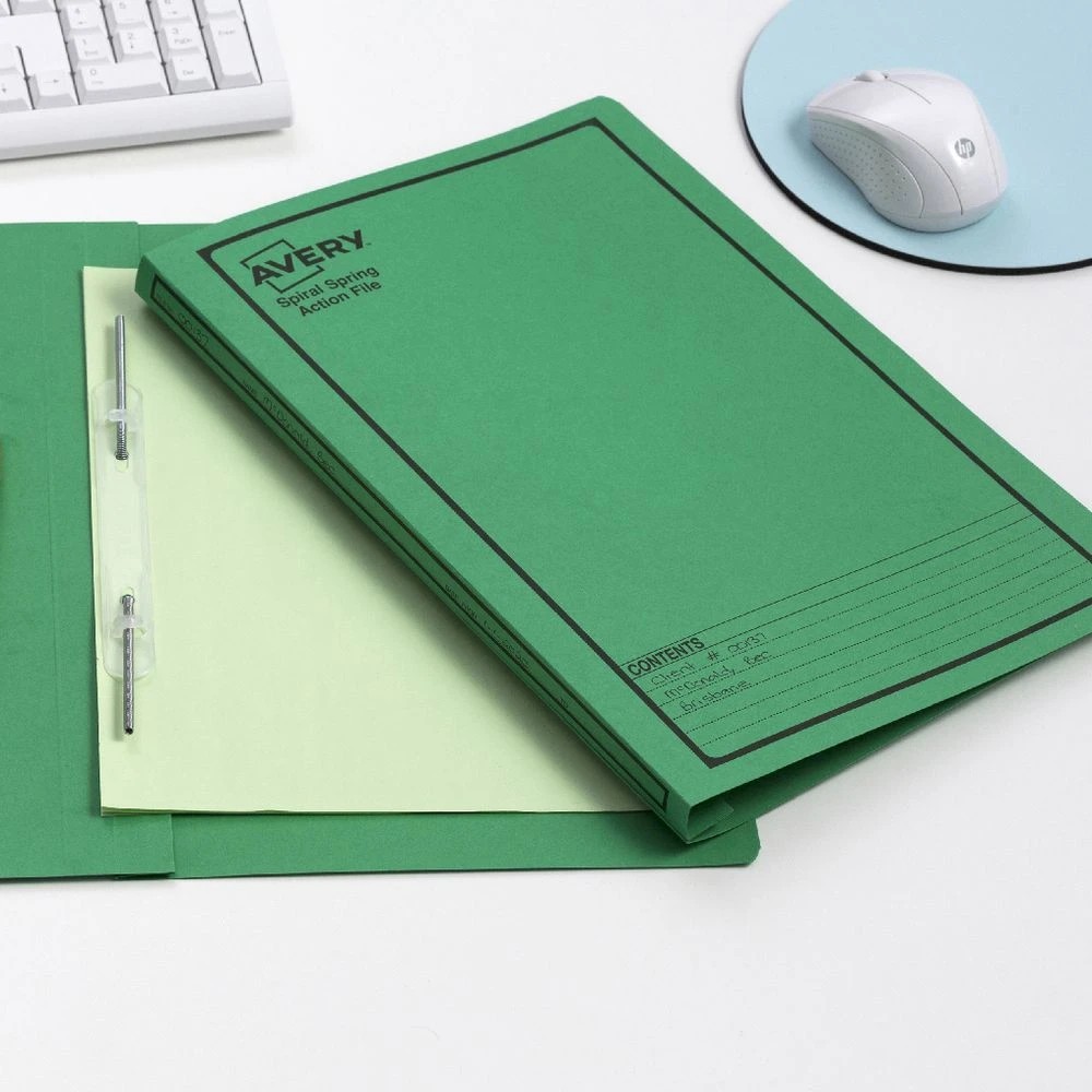 4 Avery Foolscap Spiral Spring Files Green 5 Pack, 4 of 5