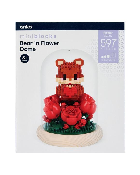 597 Piece Mini Blocks Flower Series: Bear in Flower Dome