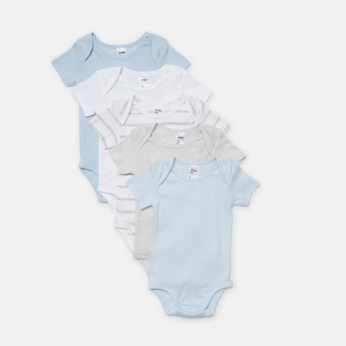 1 5 Pack Short Sleeve Bodysuits BLUE MULTI PACK, 1 of 8