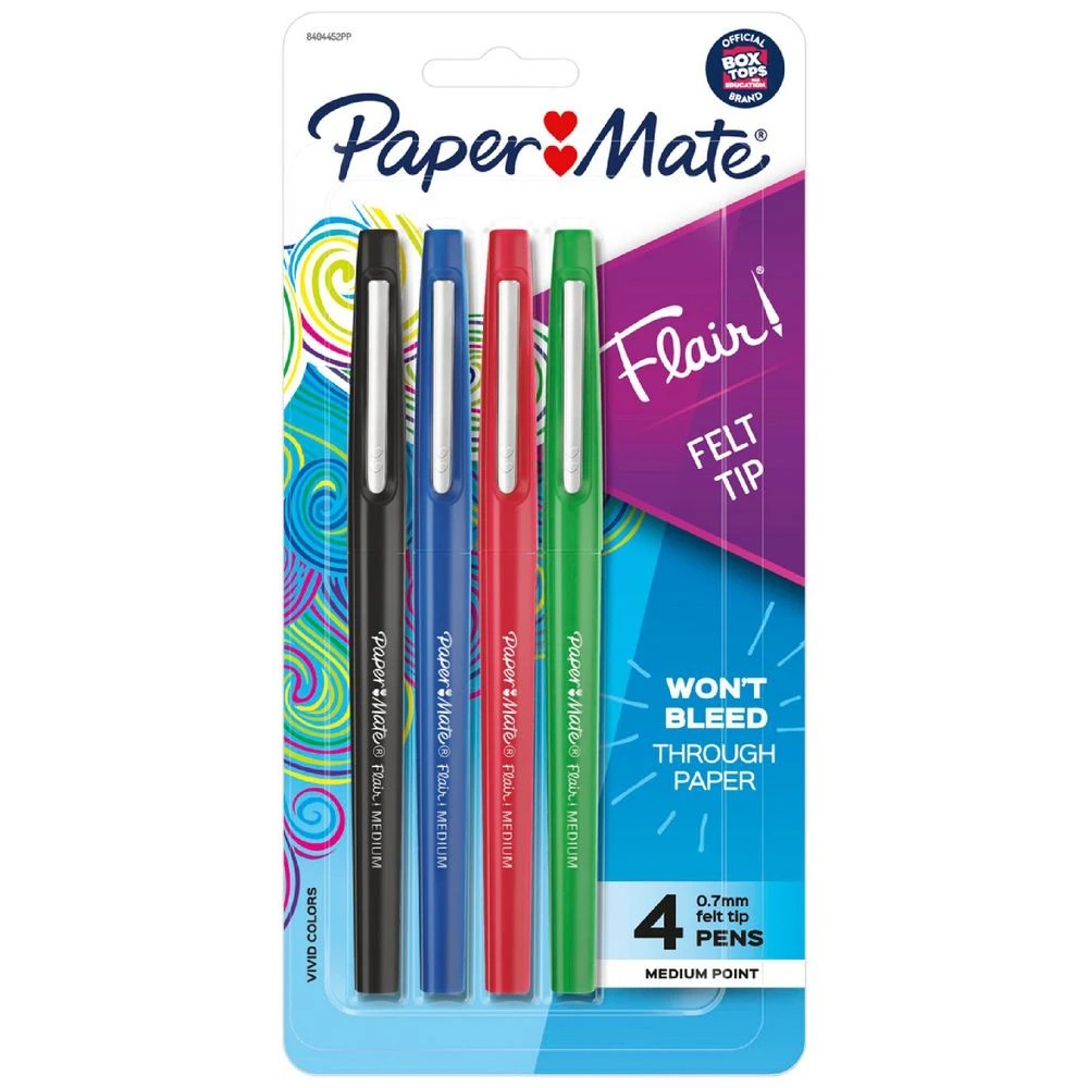 1 Paper Mate Flair Medium Fineliner 0.7mm Assorted 4 Pack, 1 of 3