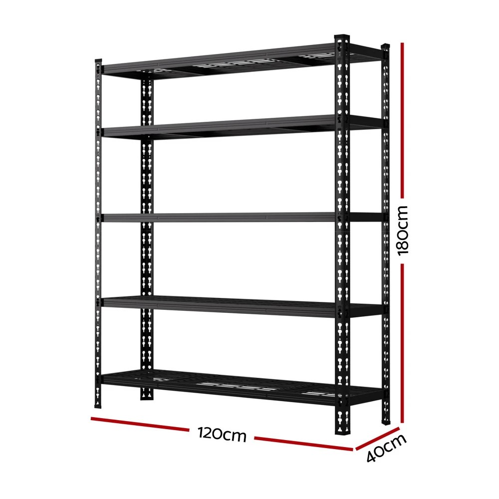 2 4 x 1.8M Giantz Garage Shelving Warehouse Rack - Black, 2 of 6