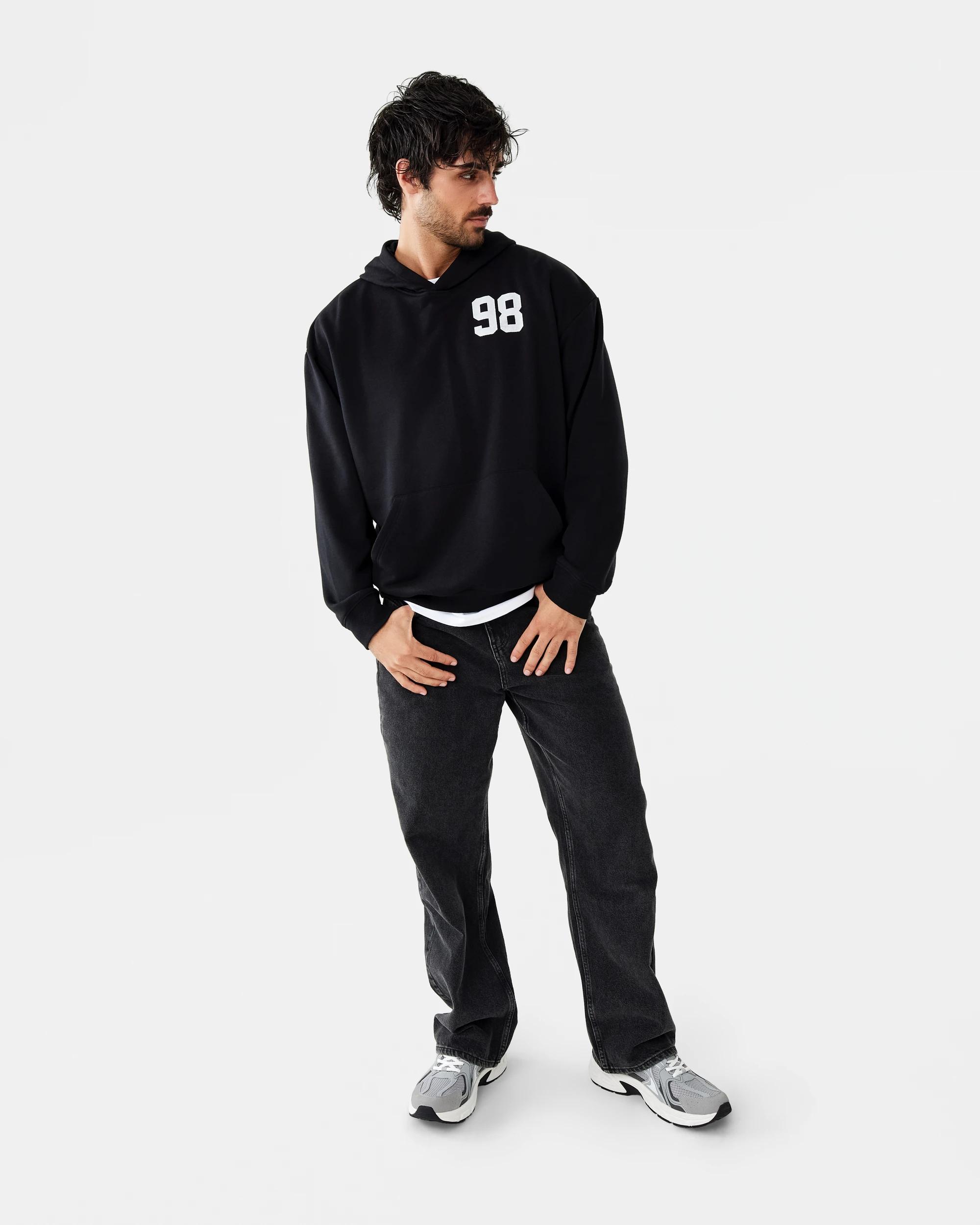 2 Terry Boxy Print Hoodie Blk Super, 2 of 10