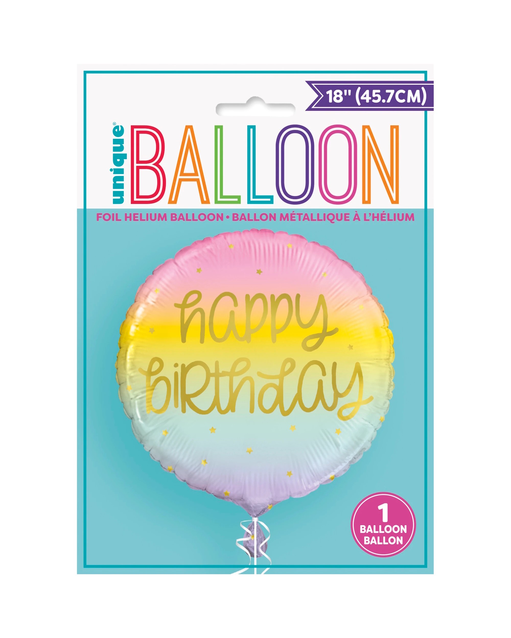 2 Meteor Rainbow Stars Happy Birthday Foil Helium Balloon - Multi, 2 of 3