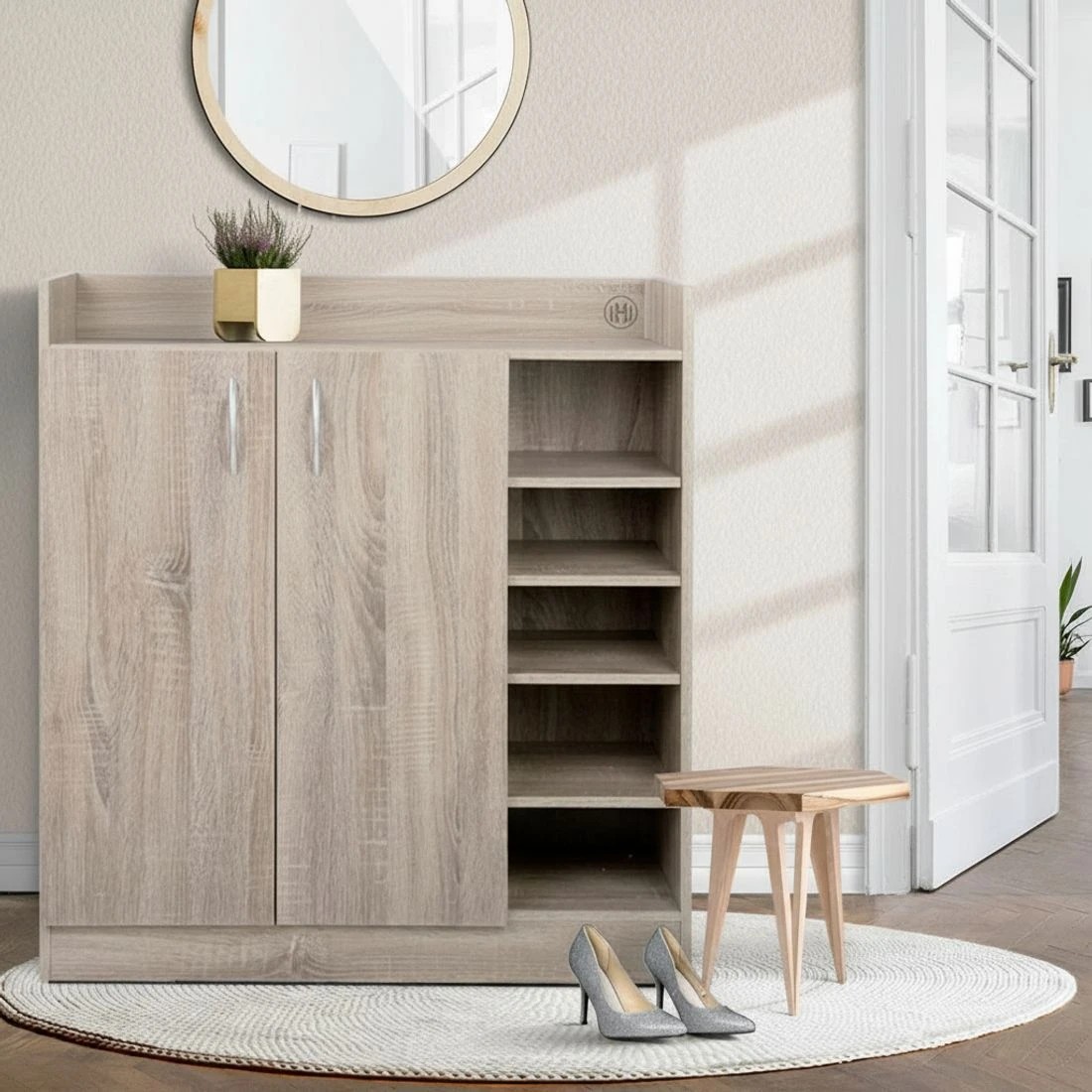 1 Artiss Shoe Rack Cabinet 21 Pairs Adjustable Shelves - Brown, 1 of 10