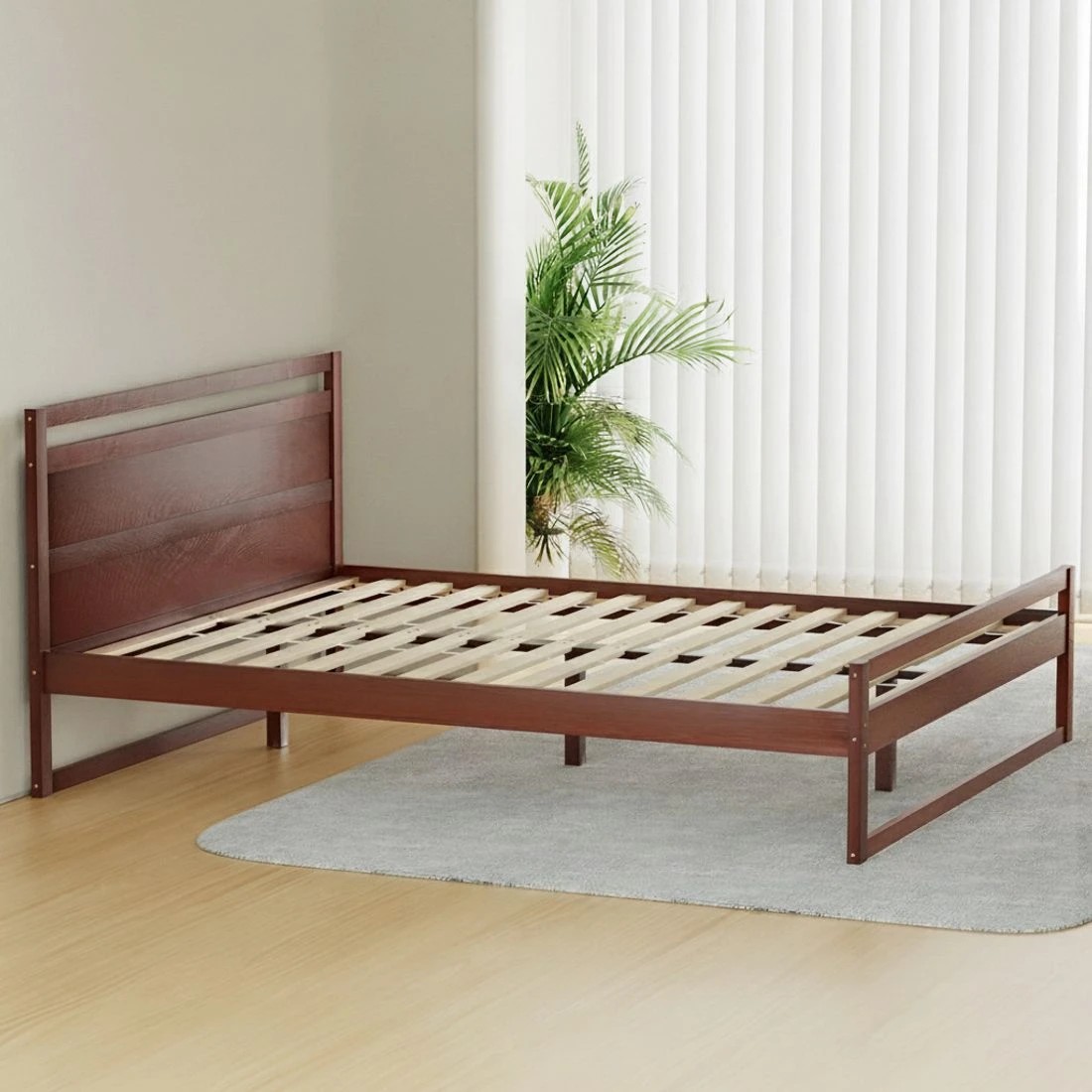 5 Artiss Bed Frame Queen Size Wooden Walnut WITTON - Brown, 5 of 7