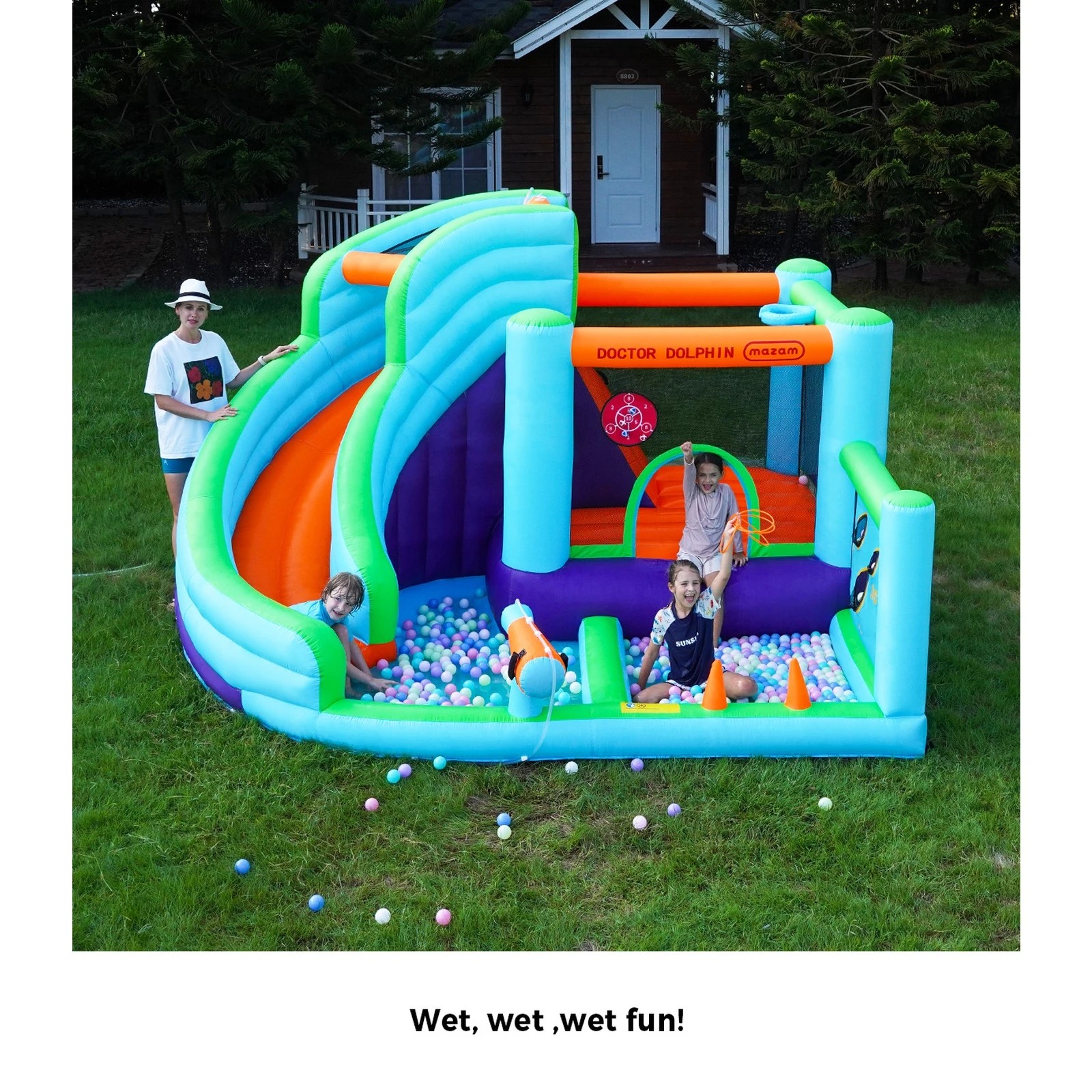 5 Doctor Dolphin 10-in-1 Inflatable Water Park Jumping Castle Bounce Pool Blower
 - Multi, 5 of 9