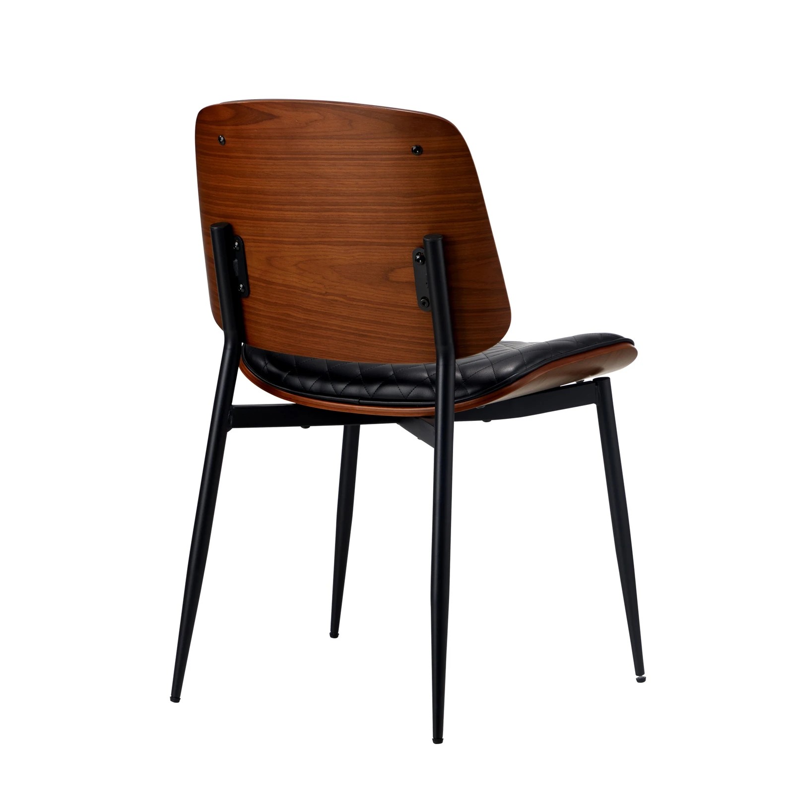 7 Oikiture 4x Dining Chairs Retro Faux Leather Solid Beech Wood Metal Legs - Black, 7 of 9