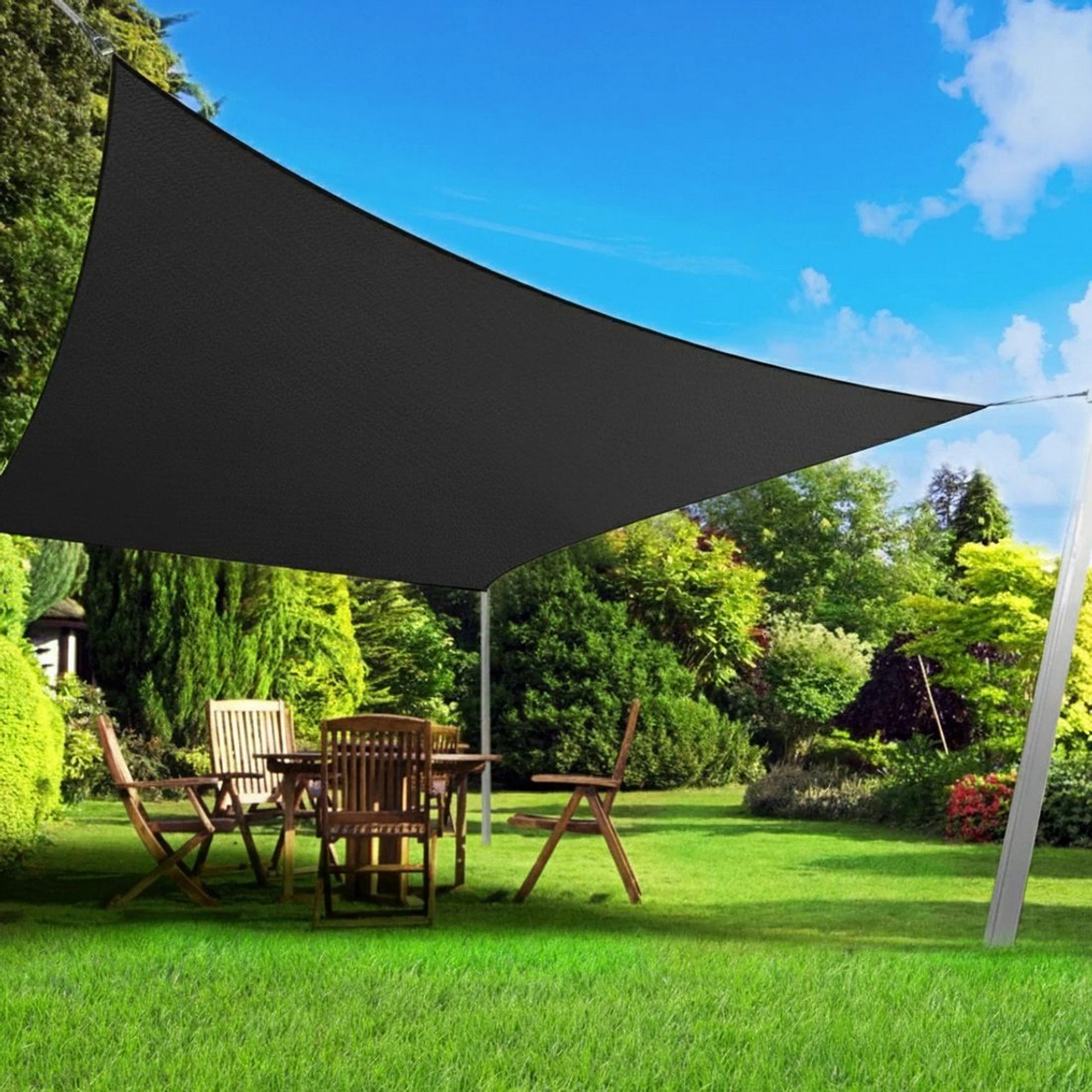 8 Instahut Shade Sail Rectangle 280GSM 98%  Shade Cloth - Black, 8 of 8