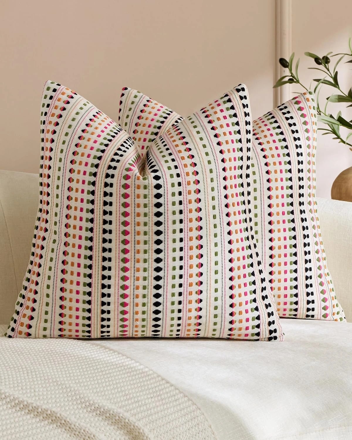 1 Gioia Casa 2-Pack Bohemian Dot Woven Cushion Covers 45cm x 45cm - Multi, 1 of 3