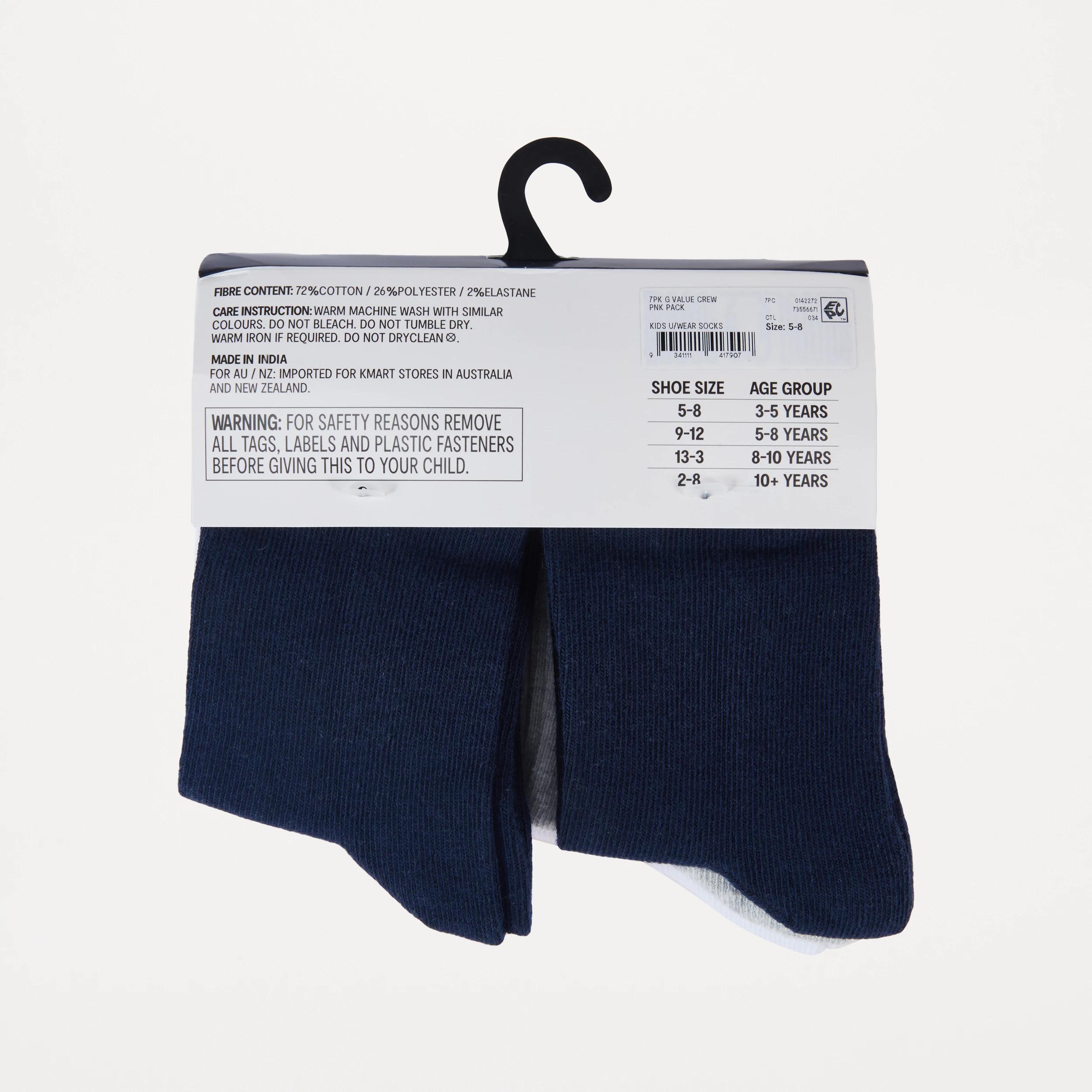 4 7 Pack Crew Socks Pnk Pack, 4 of 4