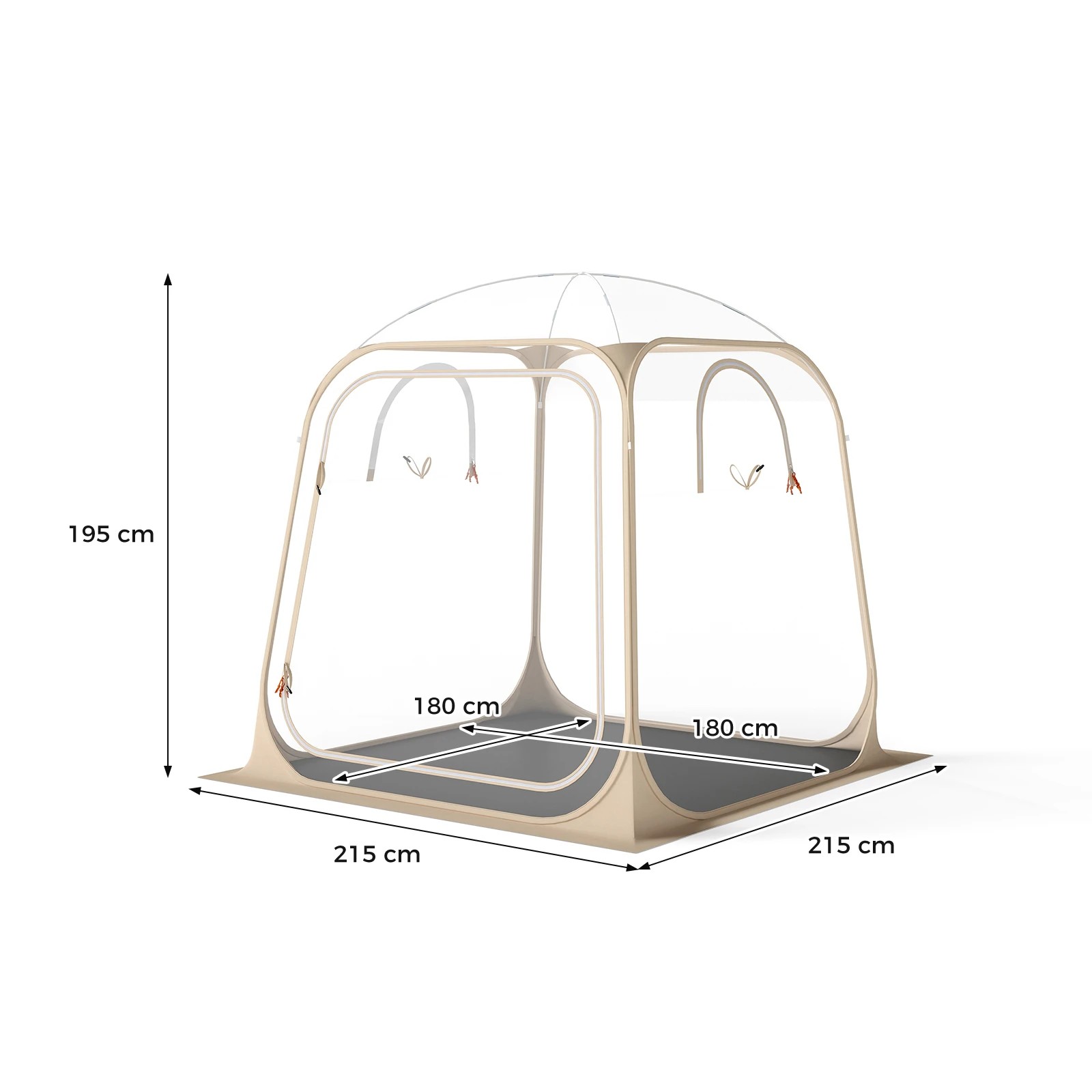 2 Costway 215x215CM Pop Up Sports Tent Clear Bubble Tent All-Weather Waterproof Pod Shelter - Clear, 2 of 2