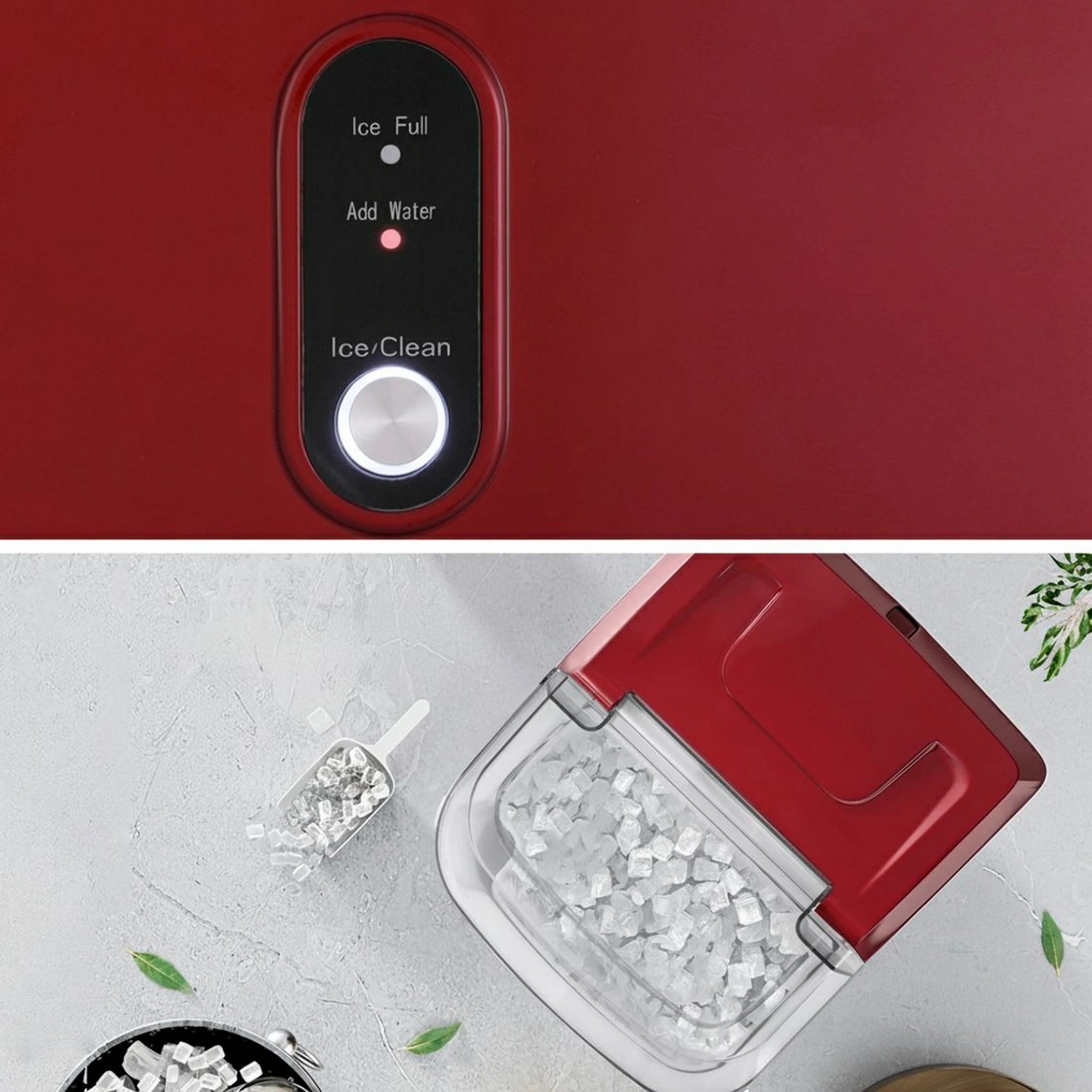 10 Devanti  Ice Maker Nugget Chewable Ice Cube Countertop Ice Machine - Red, 10 of 10