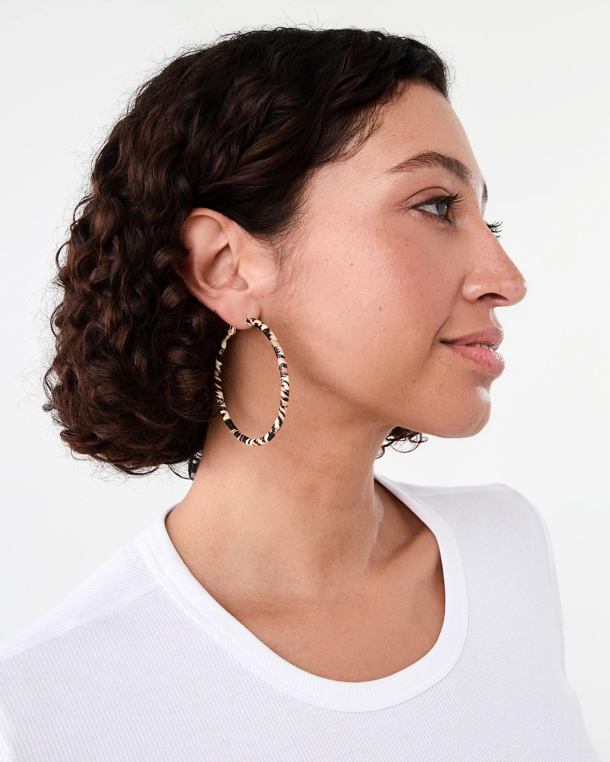 3 Oversize Leopard Hoop Earrings - Brown Brown, 3 of 4