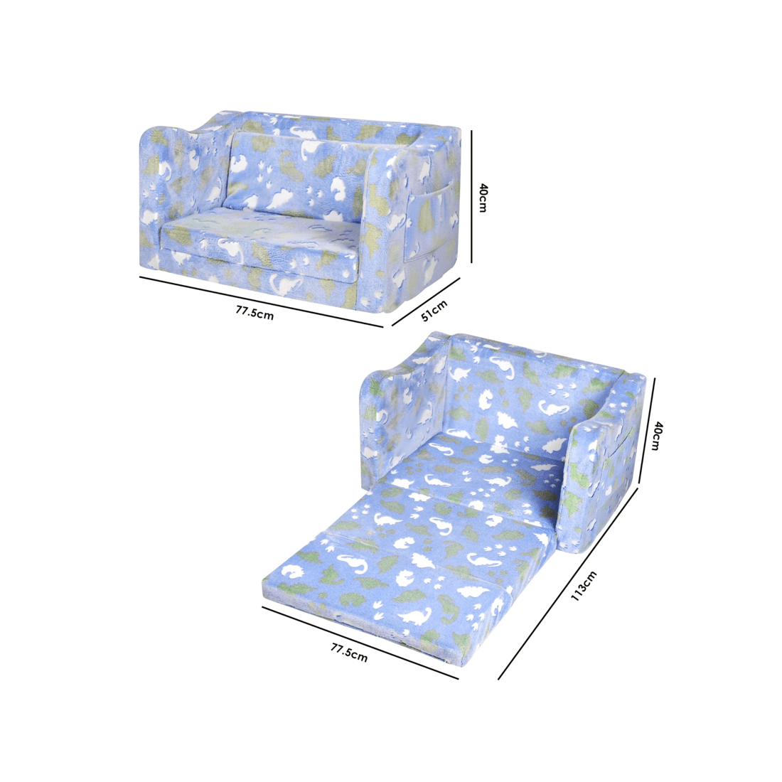 2 Advwin 2-in-1 Kids Flip Open Sofa Couch Foldable Bed, 2 of 8