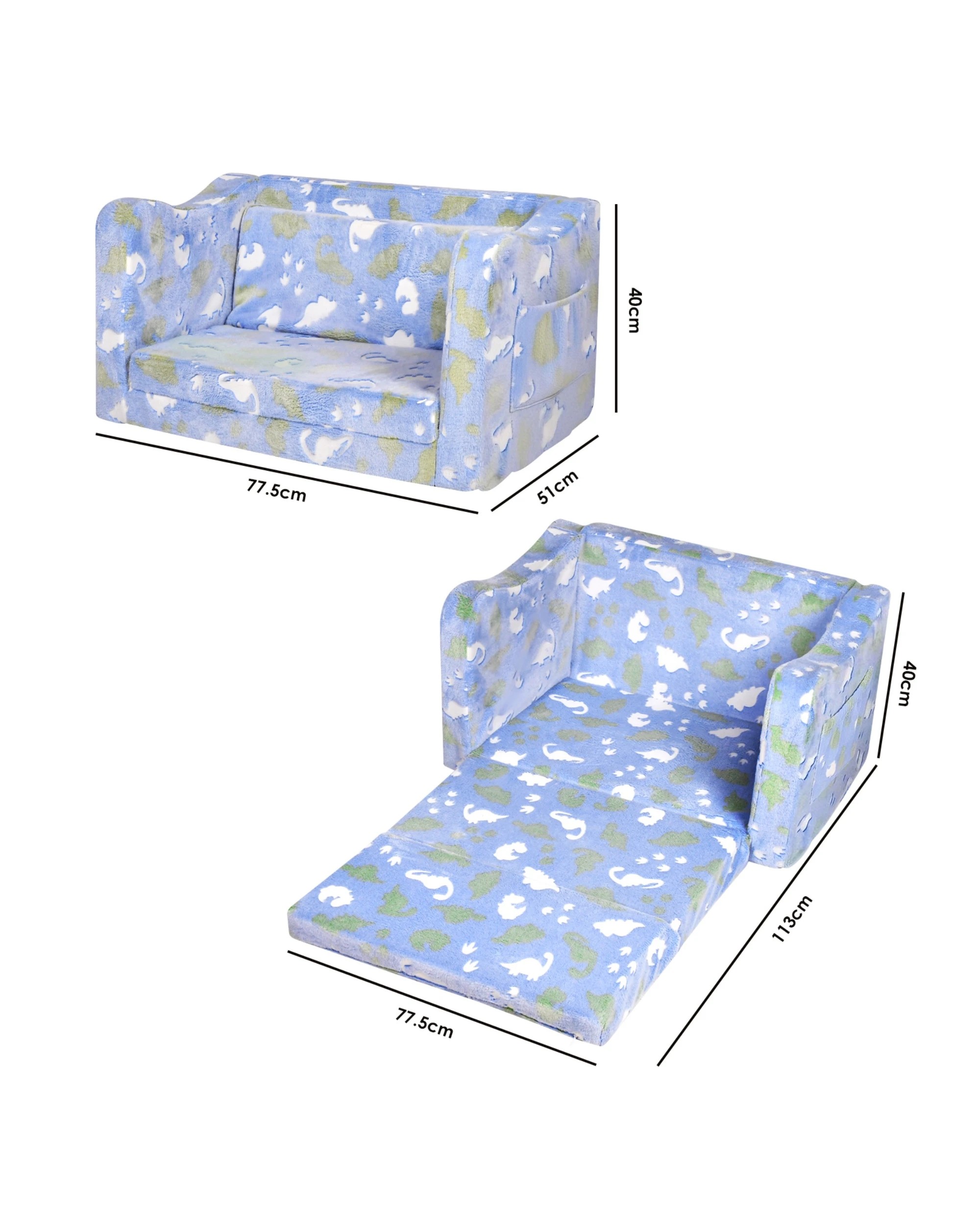 2 Advwin 2-in-1 Kids Flip Open Sofa Couch Foldable Bed, 2 of 8