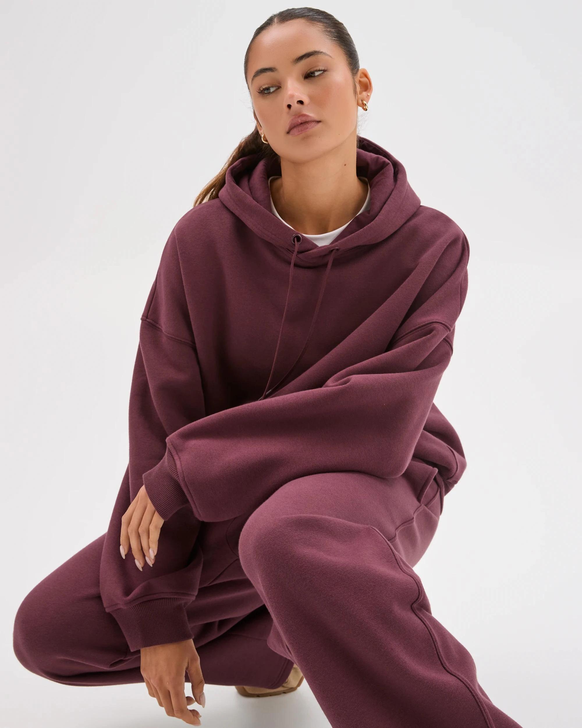 2 Lily Loves Australian Cotton Blend Hoodie BURGUNDY, 2 of 7