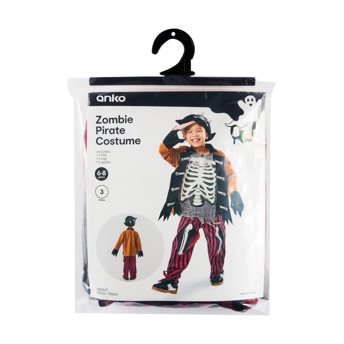 9 3 Piece Zombie Pirate Costume - Ages 6-8, 9 of 10