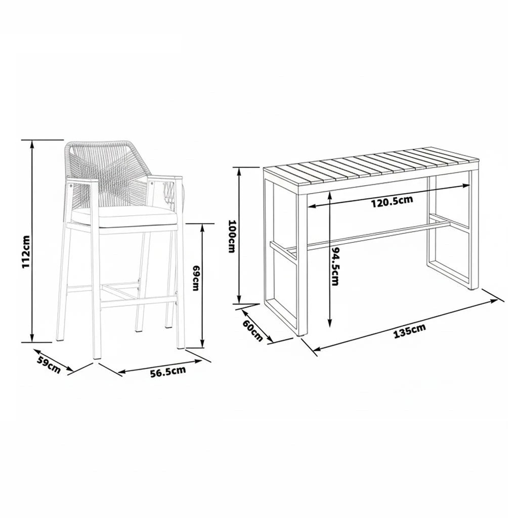 2 Moda Living Brighton Aluminium 5-Piece Outdoor Bar Table and Stool Set - Charcoal, 2 of 9